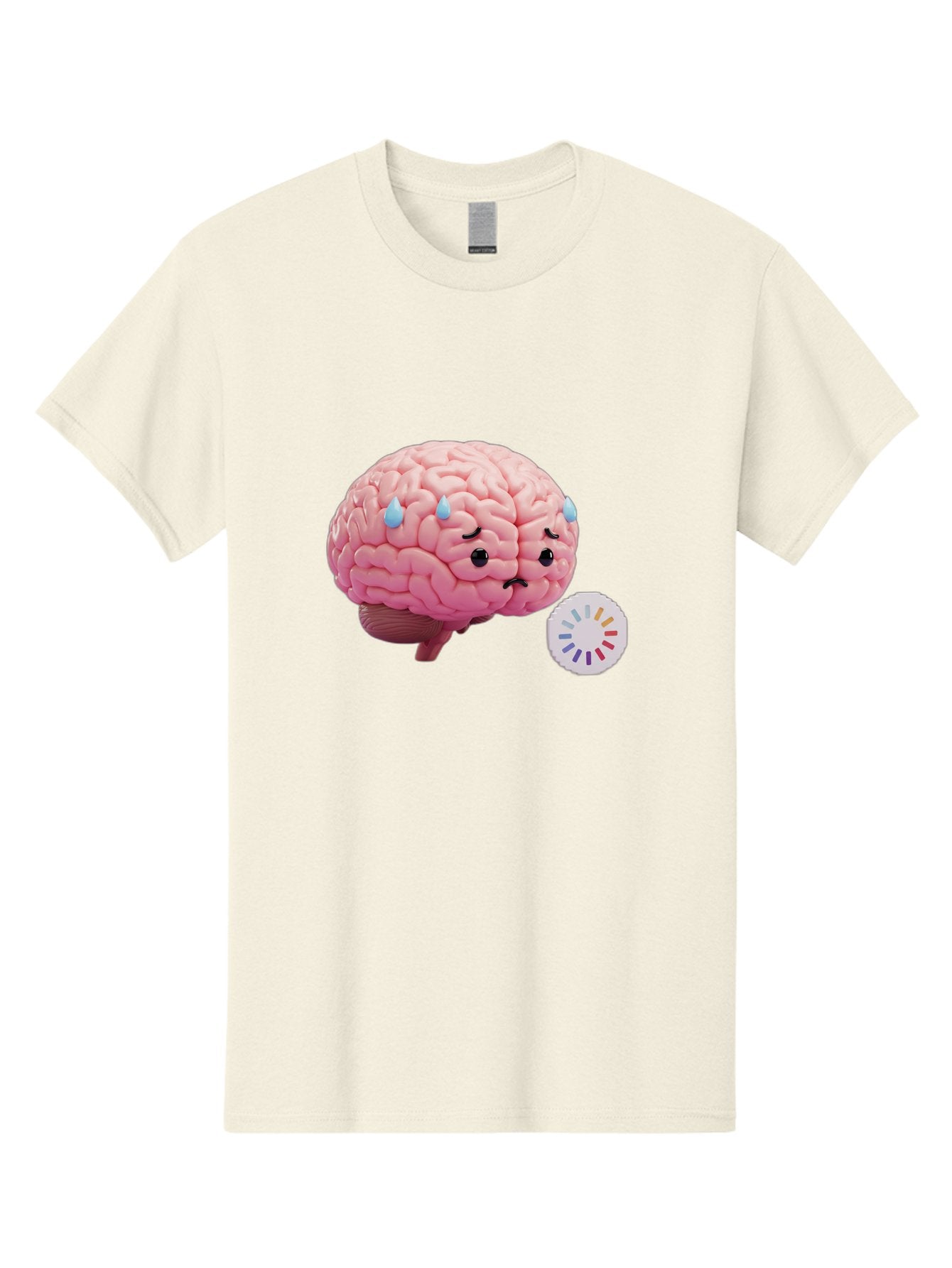 Frowning-Brain Men'S Graphic Tee, 100% Cotton, Comfortable Casual Summer Wear, Machine Washable, Cartoon Brain, Sad Face, Blue Tears, Frowning, Unhappy, Circular Color Palette, Brain Model, Emotional Expression, Human Anatomy Baa692 7