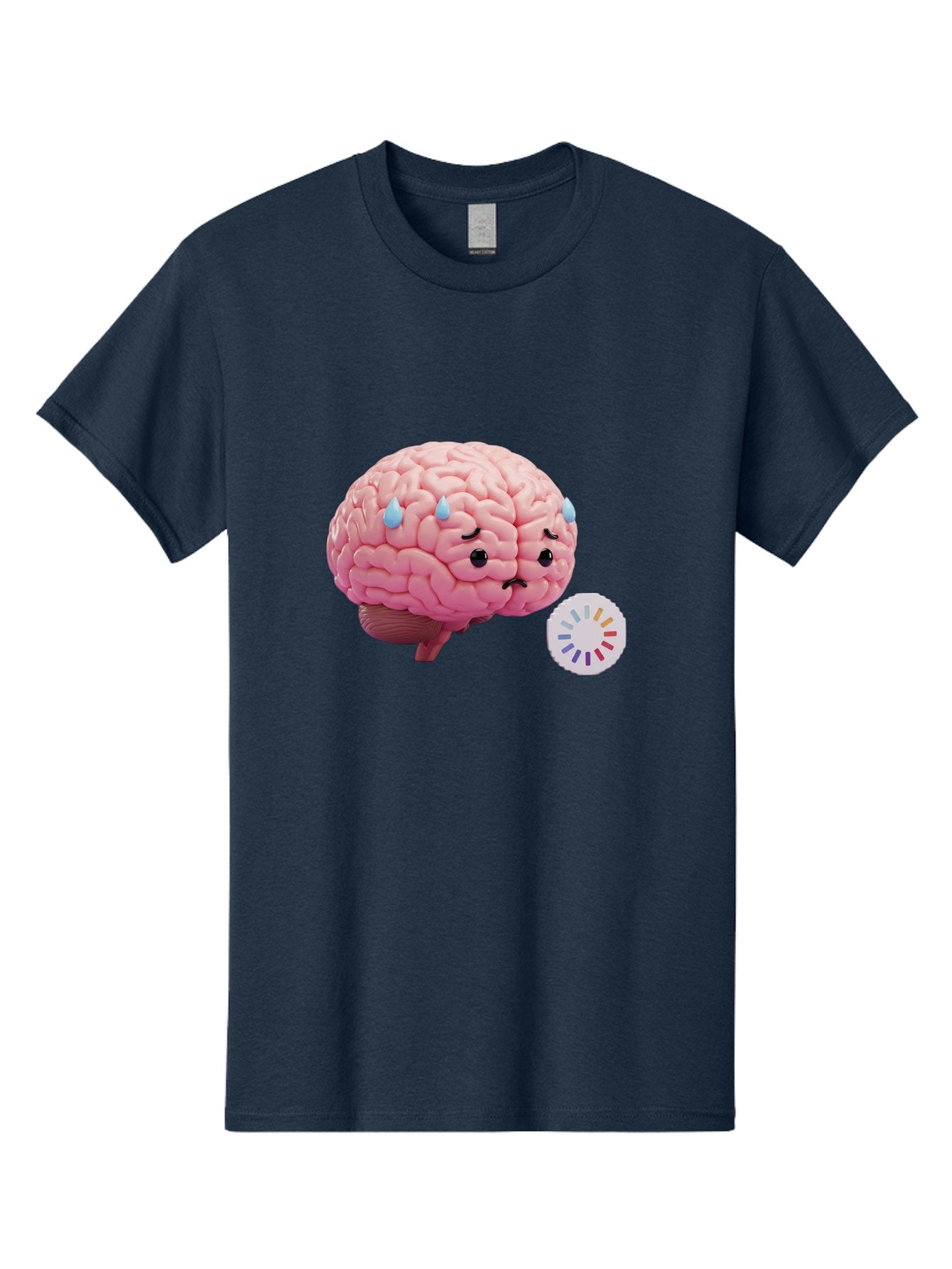 Frowning-Brain Men'S Graphic Tee, 100% Cotton, Comfortable Casual Summer Wear, Machine Washable, Cartoon Brain, Sad Face, Blue Tears, Frowning, Unhappy, Circular Color Palette, Brain Model, Emotional Expression, Human Anatomy Baa692 10
