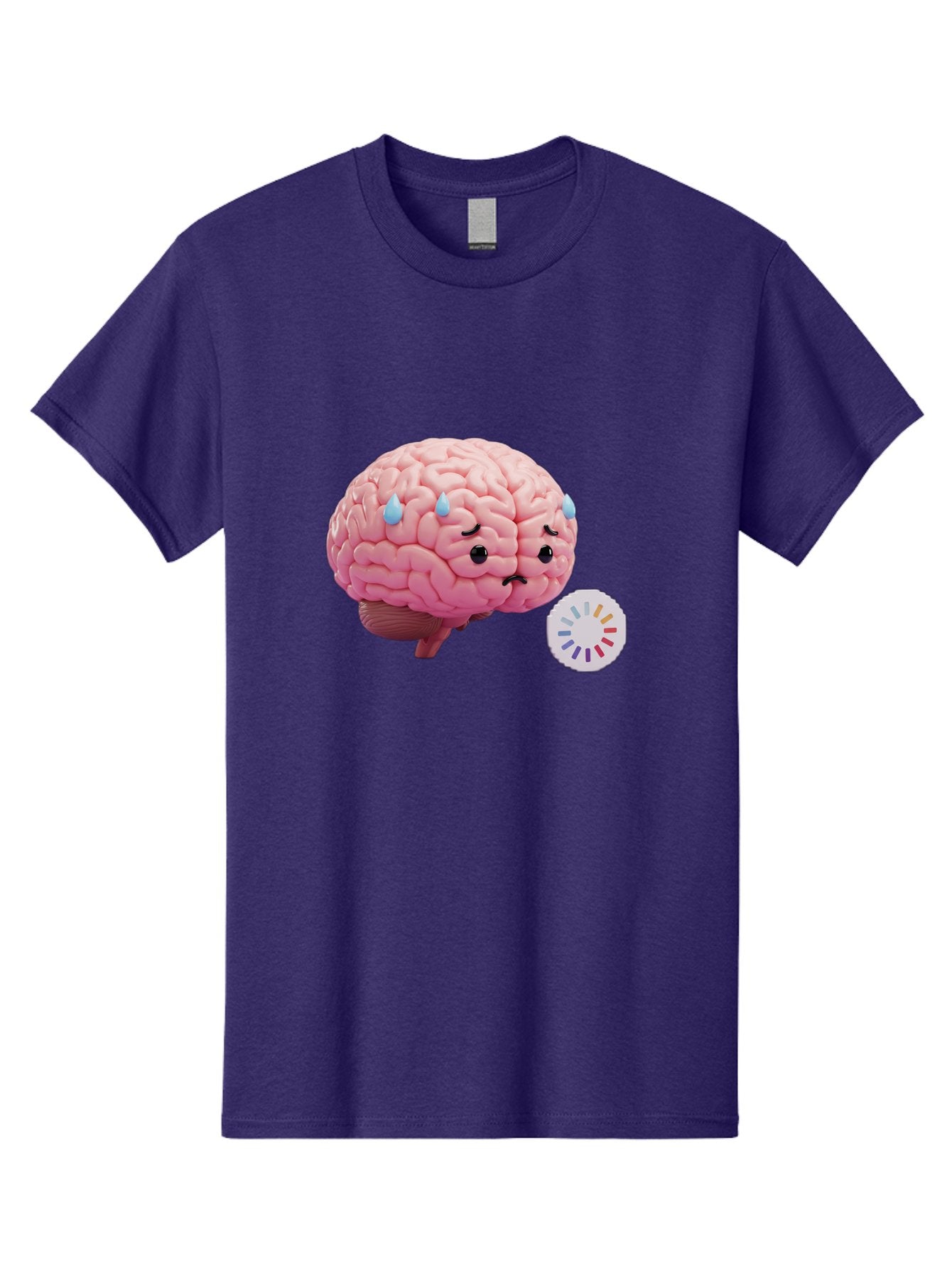 Frowning-Brain Men'S Graphic Tee, 100% Cotton, Comfortable Casual Summer Wear, Machine Washable, Cartoon Brain, Sad Face, Blue Tears, Frowning, Unhappy, Circular Color Palette, Brain Model, Emotional Expression, Human Anatomy Baa692 9