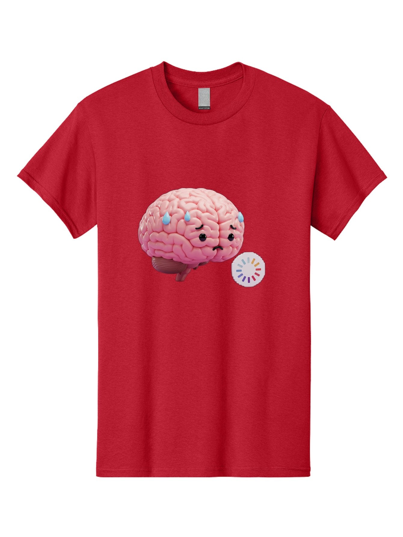 Frowning-Brain Men'S Graphic Tee, 100% Cotton, Comfortable Casual Summer Wear, Machine Washable, Cartoon Brain, Sad Face, Blue Tears, Frowning, Unhappy, Circular Color Palette, Brain Model, Emotional Expression, Human Anatomy Baa692 13