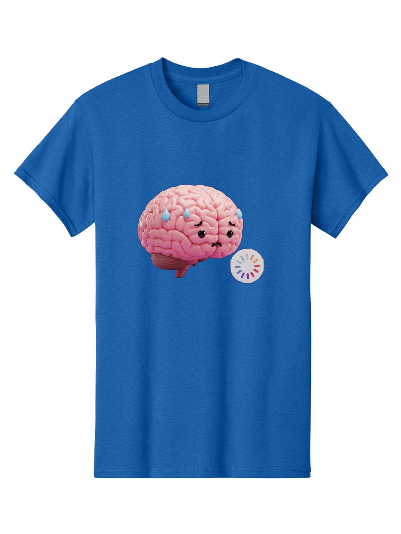 Frowning-Brain Men'S Graphic Tee, 100% Cotton, Comfortable Casual Summer Wear, Machine Washable, Cartoon Brain, Sad Face, Blue Tears, Frowning, Unhappy, Circular Color Palette, Brain Model, Emotional Expression, Human Anatomy Baa692 4