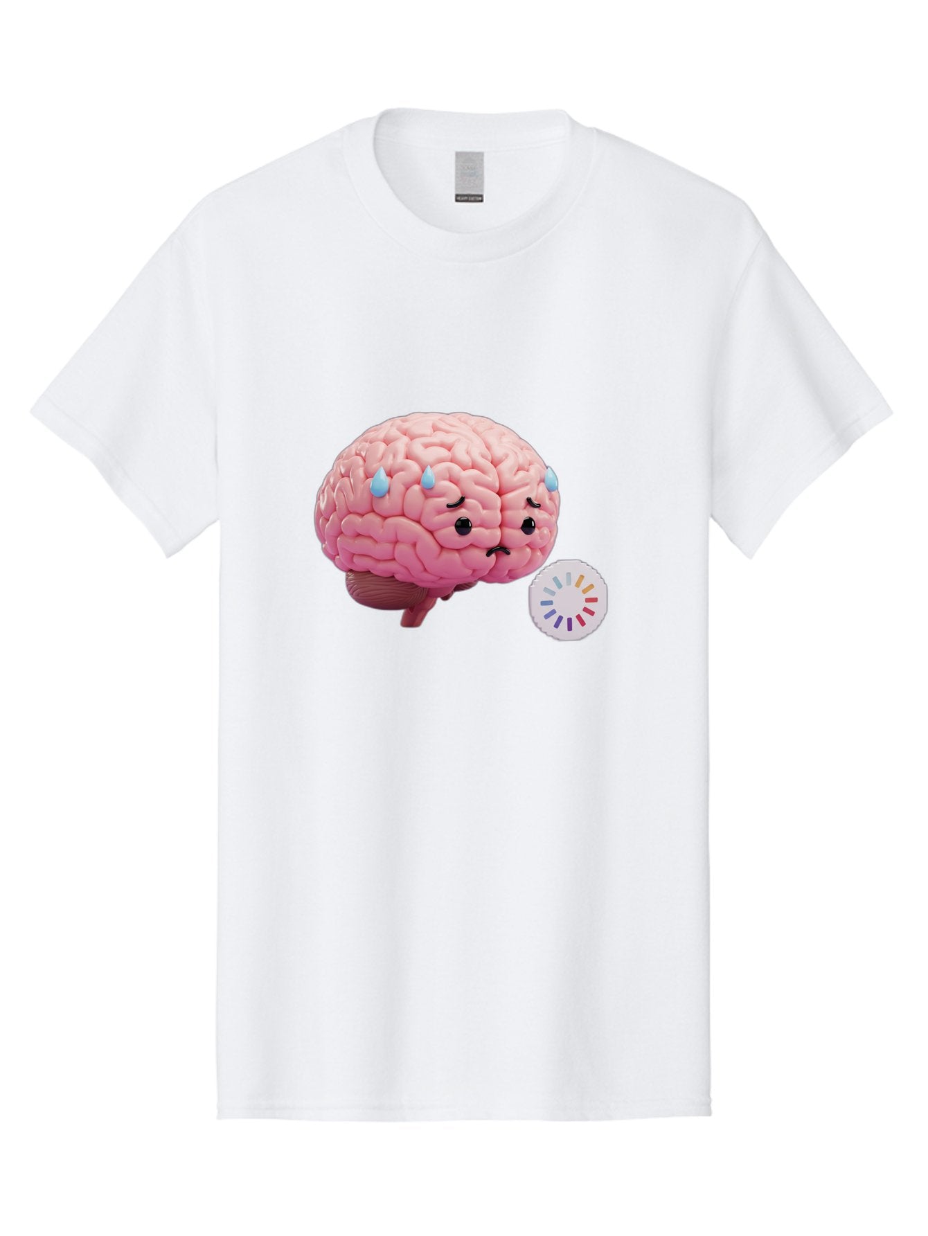 Frowning-Brain Men'S Graphic Tee, 100% Cotton, Comfortable Casual Summer Wear, Machine Washable, Cartoon Brain, Sad Face, Blue Tears, Frowning, Unhappy, Circular Color Palette, Brain Model, Emotional Expression, Human Anatomy Baa692 12