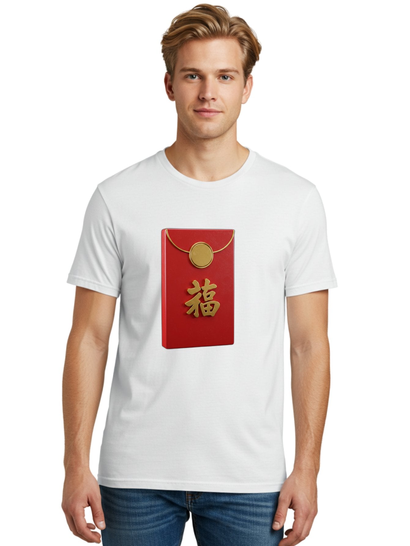 Fu-1 Men'S Graphic Tee, 100% Cotton, Comfortable Casual Summer Wear, Machine Washable, Red Envelope With Gold Seal, Gold Character Fu, Chinese New Year, Lucky Money, Prosperity Symbol, Cultural Heritage, Traditional Gift Baa693 29