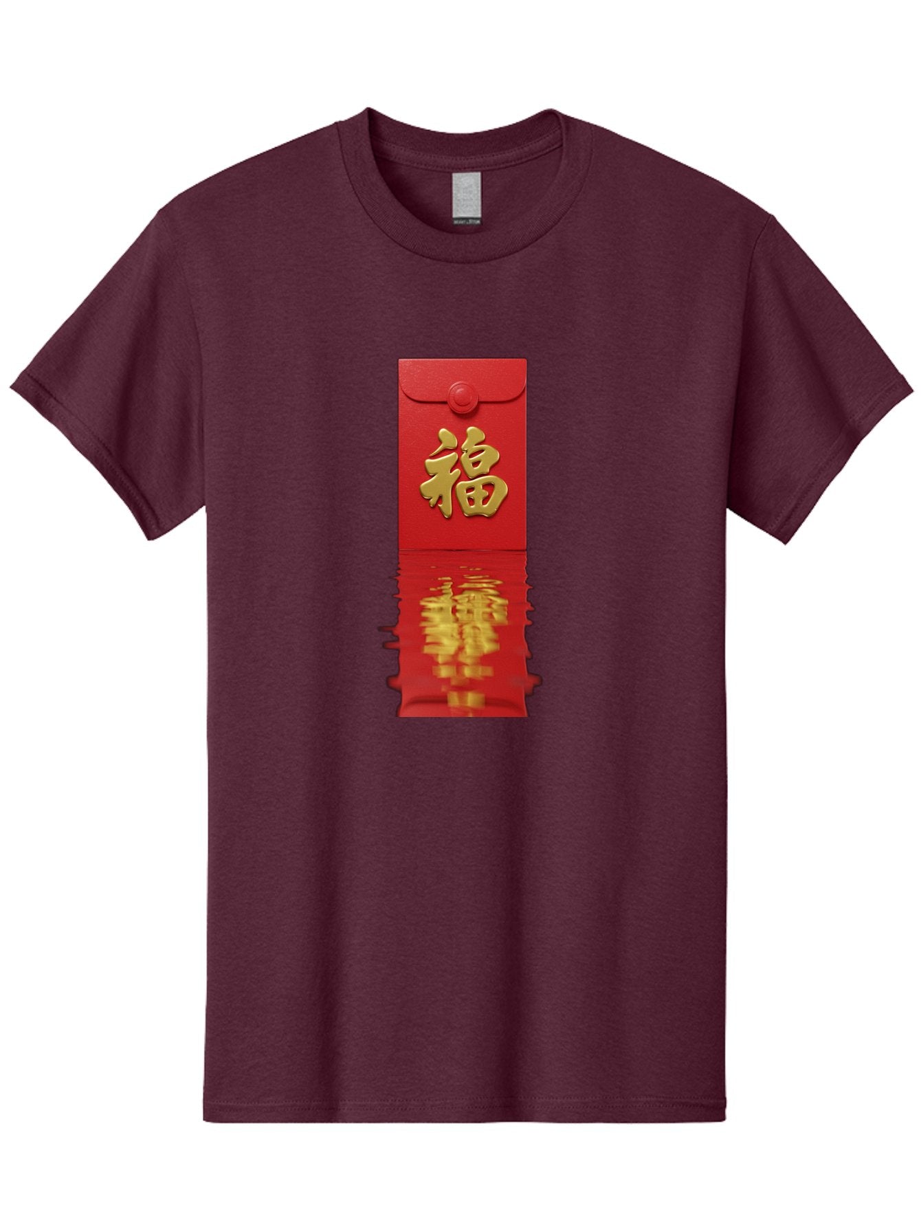 Fu-6 Men'S Graphic Tee, 100% Cotton, Comfortable Casual Summer Wear, Machine Washable, Red Envelope, Chinese New Year, Gold Character, Fu Symbol, Prosperity, Good Fortune, Lucky Money, Cultural Heritage, Traditional Gift Baa698 12