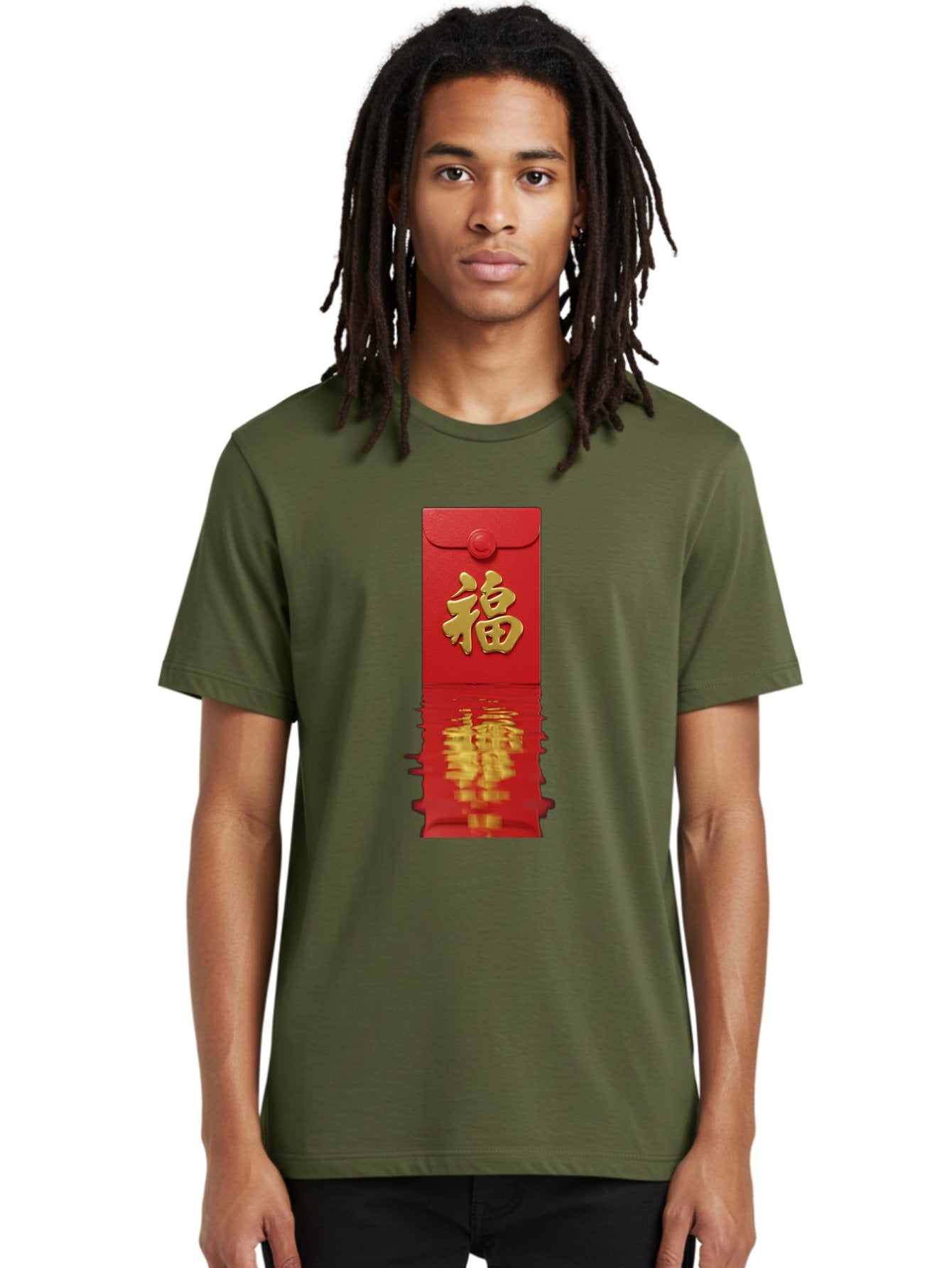 Fu-6 Men'S Graphic Tee, 100% Cotton, Comfortable Casual Summer Wear, Machine Washable, Red Envelope, Chinese New Year, Gold Character, Fu Symbol, Prosperity, Good Fortune, Lucky Money, Cultural Heritage, Traditional Gift Baa698 16