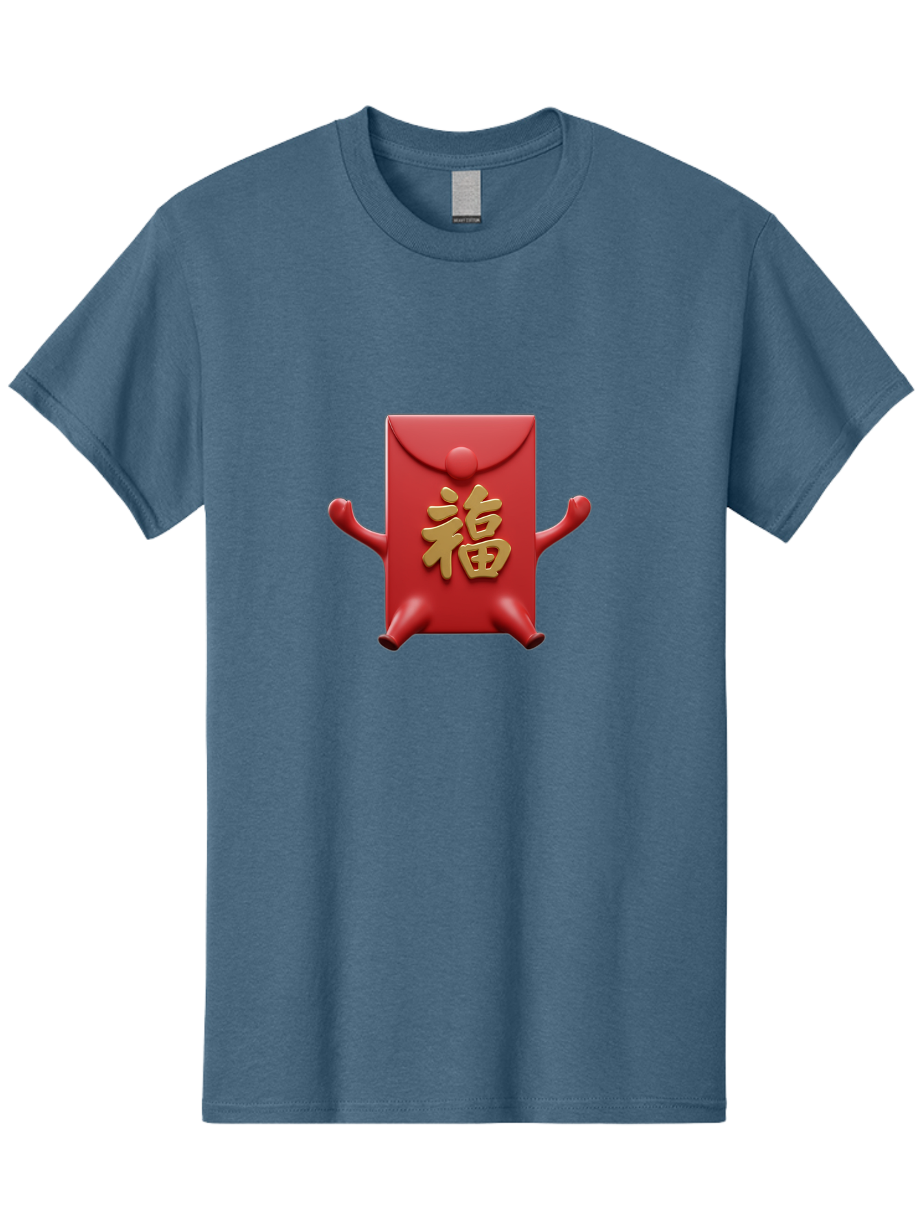 Fu-Lu Men'S Graphic Tee, 100% Cotton, Comfortable Casual Summer Wear, Machine Washable, Red Envelope Character, Chinese New Year, Hongbao Design, Playful Animation, Gold Chinese Characters, Cultural Symbol, Festive Greeting, Lucky Money Baa702 29