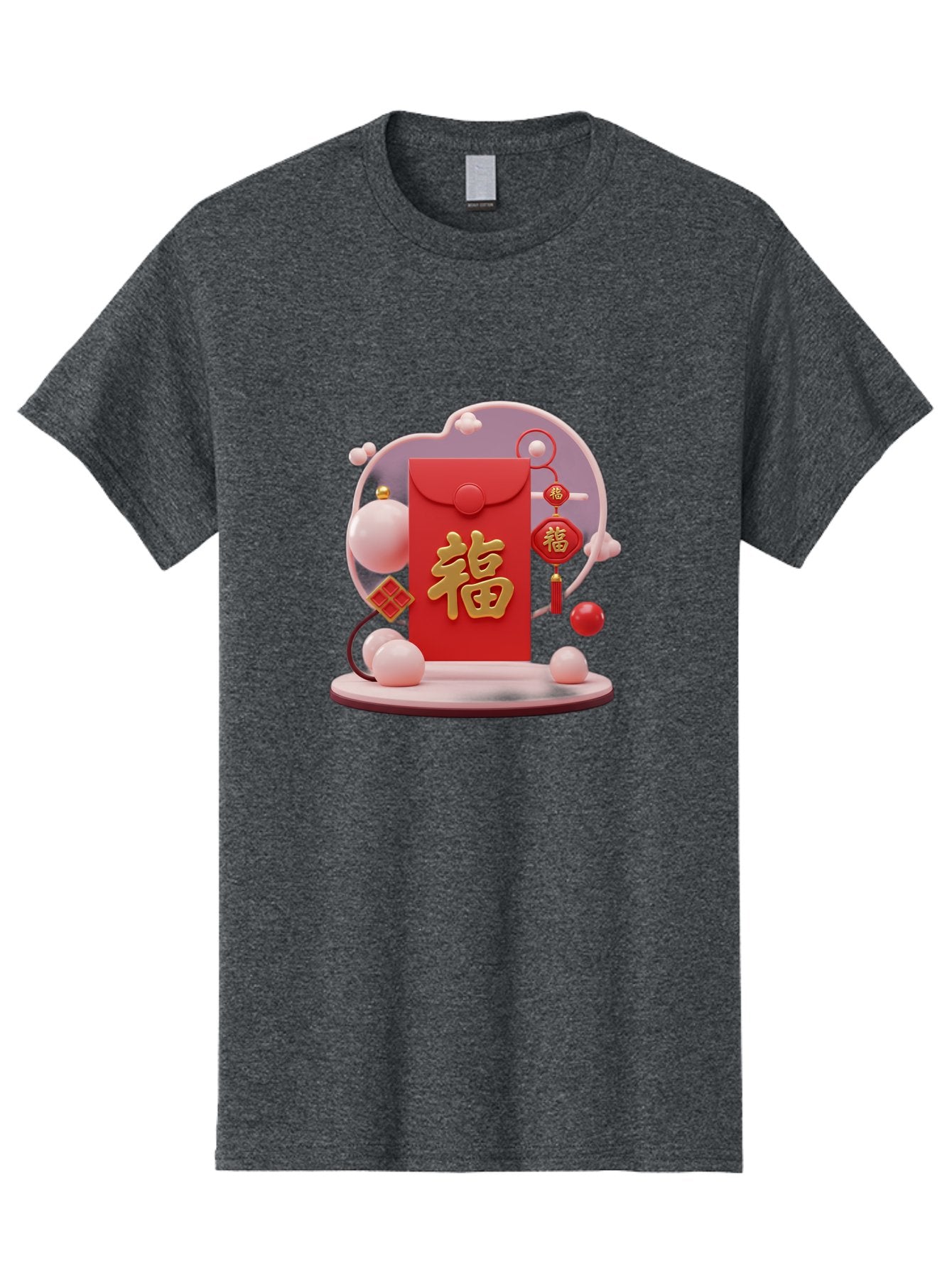 Fu-Red-Envelope Men'S Graphic Tee, 100% Cotton, Comfortable Casual Summer Wear, Machine Washable, Red Envelope, Chinese New Year, Fu Character, Gold Symbol, Traditional Decoration, Cultural Heritage, Prosperity, Good Fortune, Baa704 8