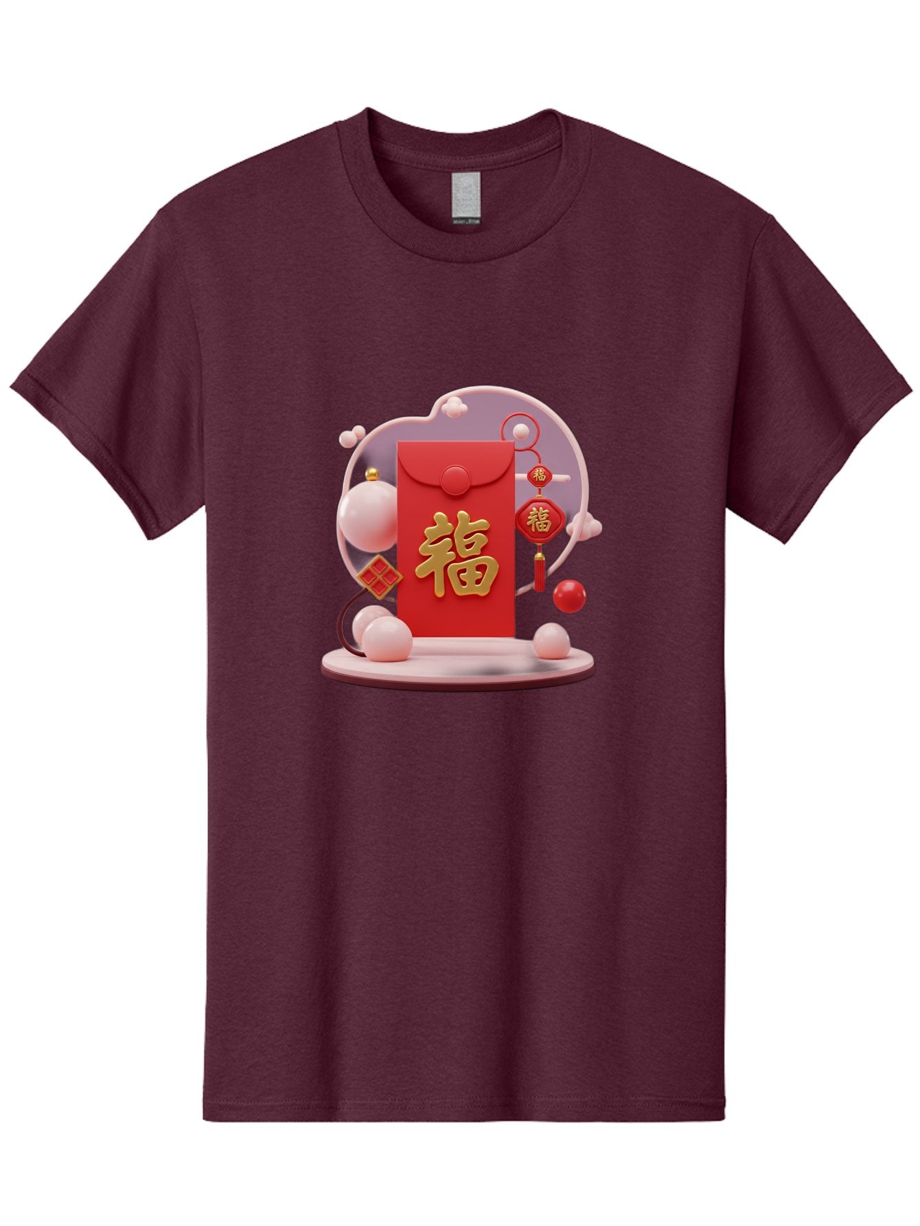 Fu-Red-Envelope Men'S Graphic Tee, 100% Cotton, Comfortable Casual Summer Wear, Machine Washable, Red Envelope, Chinese New Year, Fu Character, Gold Symbol, Traditional Decoration, Cultural Heritage, Prosperity, Good Fortune, Baa704 9