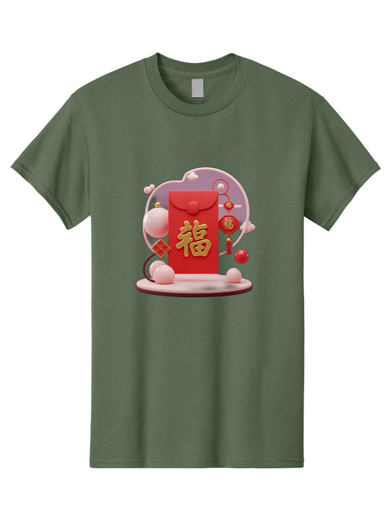 Fu-Red-Envelope Men'S Graphic Tee, 100% Cotton, Comfortable Casual Summer Wear, Machine Washable, Red Envelope, Chinese New Year, Fu Character, Gold Symbol, Traditional Decoration, Cultural Heritage, Prosperity, Good Fortune, Baa704 15