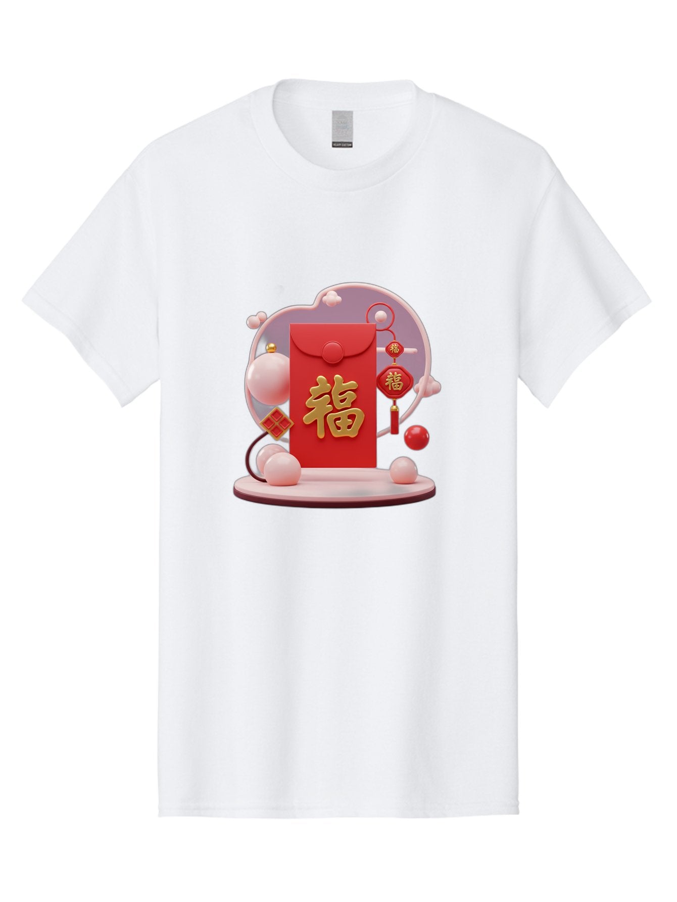 Fu-Red-Envelope Men'S Graphic Tee, 100% Cotton, Comfortable Casual Summer Wear, Machine Washable, Red Envelope, Chinese New Year, Fu Character, Gold Symbol, Traditional Decoration, Cultural Heritage, Prosperity, Good Fortune, Baa704 10