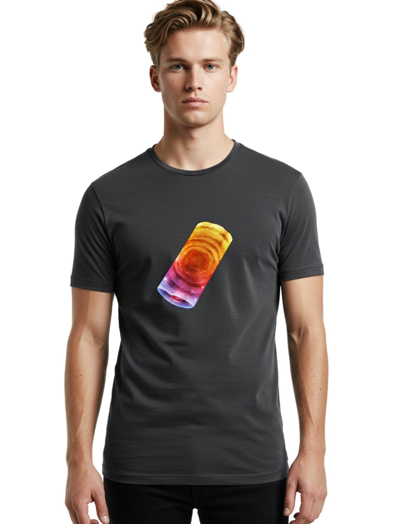 Galaxy-Dosa Men'S Graphic Tee, 100% Cotton, Comfortable Casual Summer Wear, Machine Washable, Cinnamon Swirl Pastry, Sweet Treat, Baked Goods, Delicious Dessert, Swirly Design, Orange And Purple Hues, Sweet Aroma, Tasty Pastry Baa706 20
