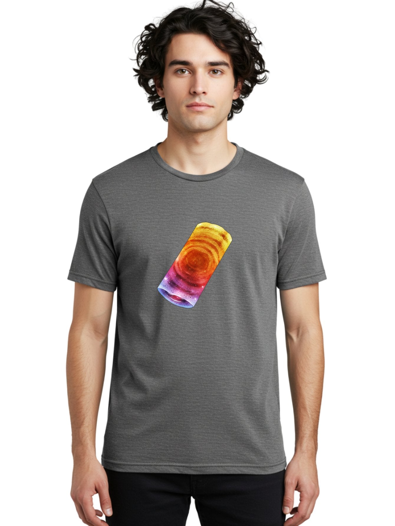 Galaxy-Dosa Men'S Graphic Tee, 100% Cotton, Comfortable Casual Summer Wear, Machine Washable, Cinnamon Swirl Pastry, Sweet Treat, Baked Goods, Delicious Dessert, Swirly Design, Orange And Purple Hues, Sweet Aroma, Tasty Pastry Baa706 21
