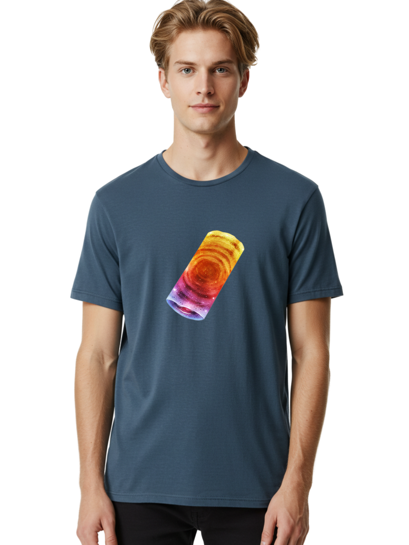 Galaxy-Dosa Men'S Graphic Tee, 100% Cotton, Comfortable Casual Summer Wear, Machine Washable, Cinnamon Swirl Pastry, Sweet Treat, Baked Goods, Delicious Dessert, Swirly Design, Orange And Purple Hues, Sweet Aroma, Tasty Pastry Baa706 12