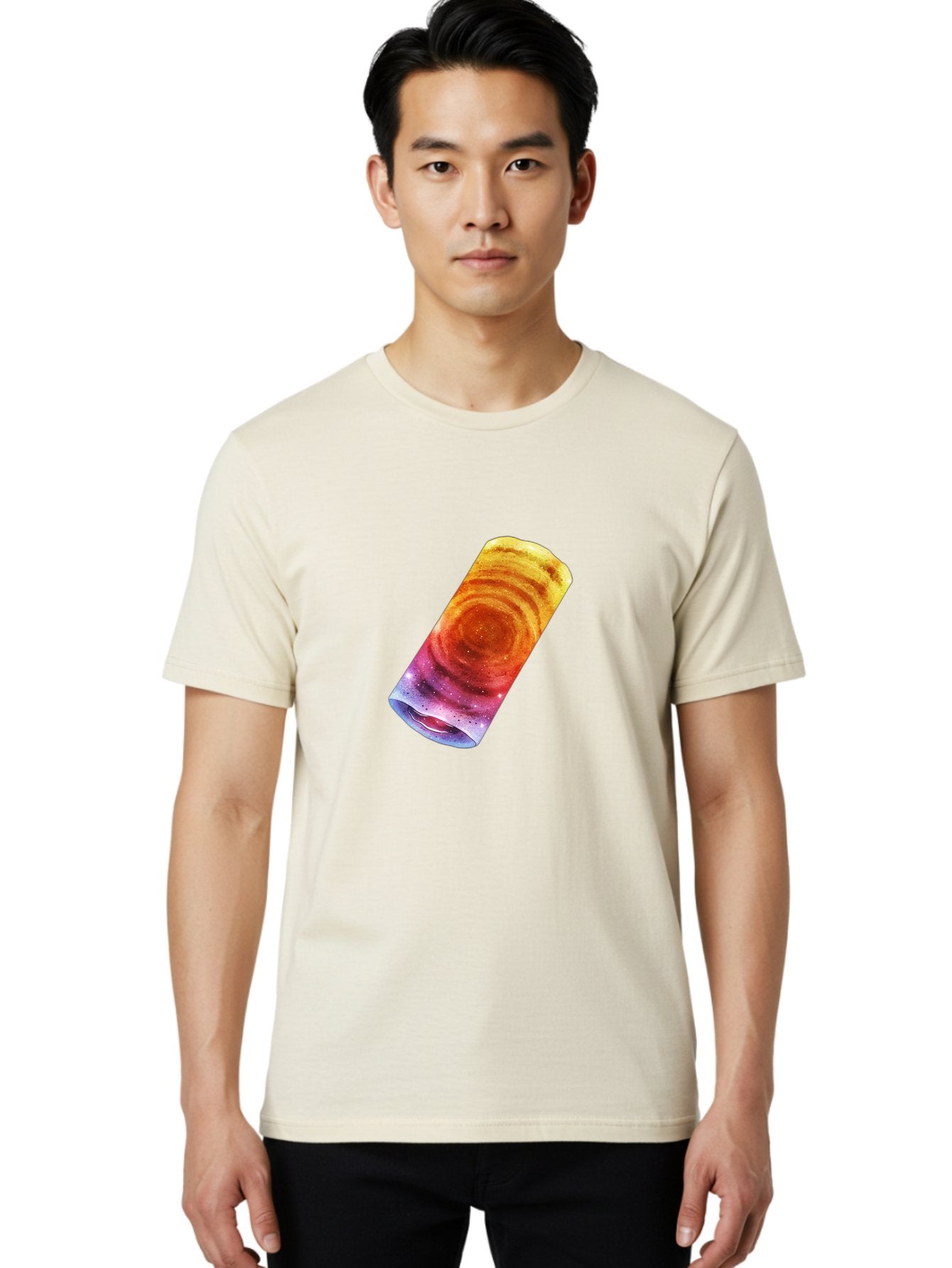 Galaxy-Dosa Men'S Graphic Tee, 100% Cotton, Comfortable Casual Summer Wear, Machine Washable, Cinnamon Swirl Pastry, Sweet Treat, Baked Goods, Delicious Dessert, Swirly Design, Orange And Purple Hues, Sweet Aroma, Tasty Pastry Baa706 23