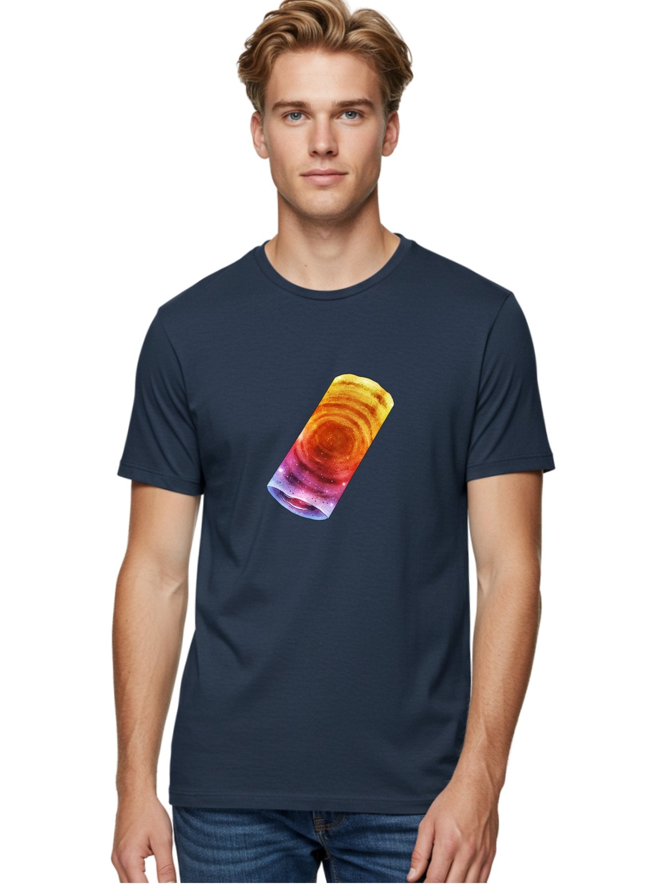 Galaxy-Dosa Men'S Graphic Tee, 100% Cotton, Comfortable Casual Summer Wear, Machine Washable, Cinnamon Swirl Pastry, Sweet Treat, Baked Goods, Delicious Dessert, Swirly Design, Orange And Purple Hues, Sweet Aroma, Tasty Pastry Baa706 30