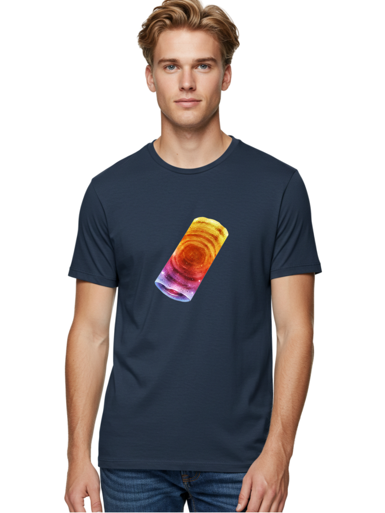 Galaxy-Dosa Men'S Graphic Tee, 100% Cotton, Comfortable Casual Summer Wear, Machine Washable, Cinnamon Swirl Pastry, Sweet Treat, Baked Goods, Delicious Dessert, Swirly Design, Orange And Purple Hues, Sweet Aroma, Tasty Pastry Baa706