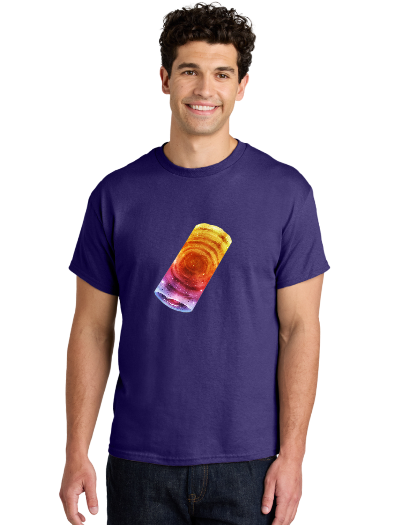 Galaxy-Dosa Men'S Graphic Tee, 100% Cotton, Comfortable Casual Summer Wear, Machine Washable, Cinnamon Swirl Pastry, Sweet Treat, Baked Goods, Delicious Dessert, Swirly Design, Orange And Purple Hues, Sweet Aroma, Tasty Pastry Baa706 26