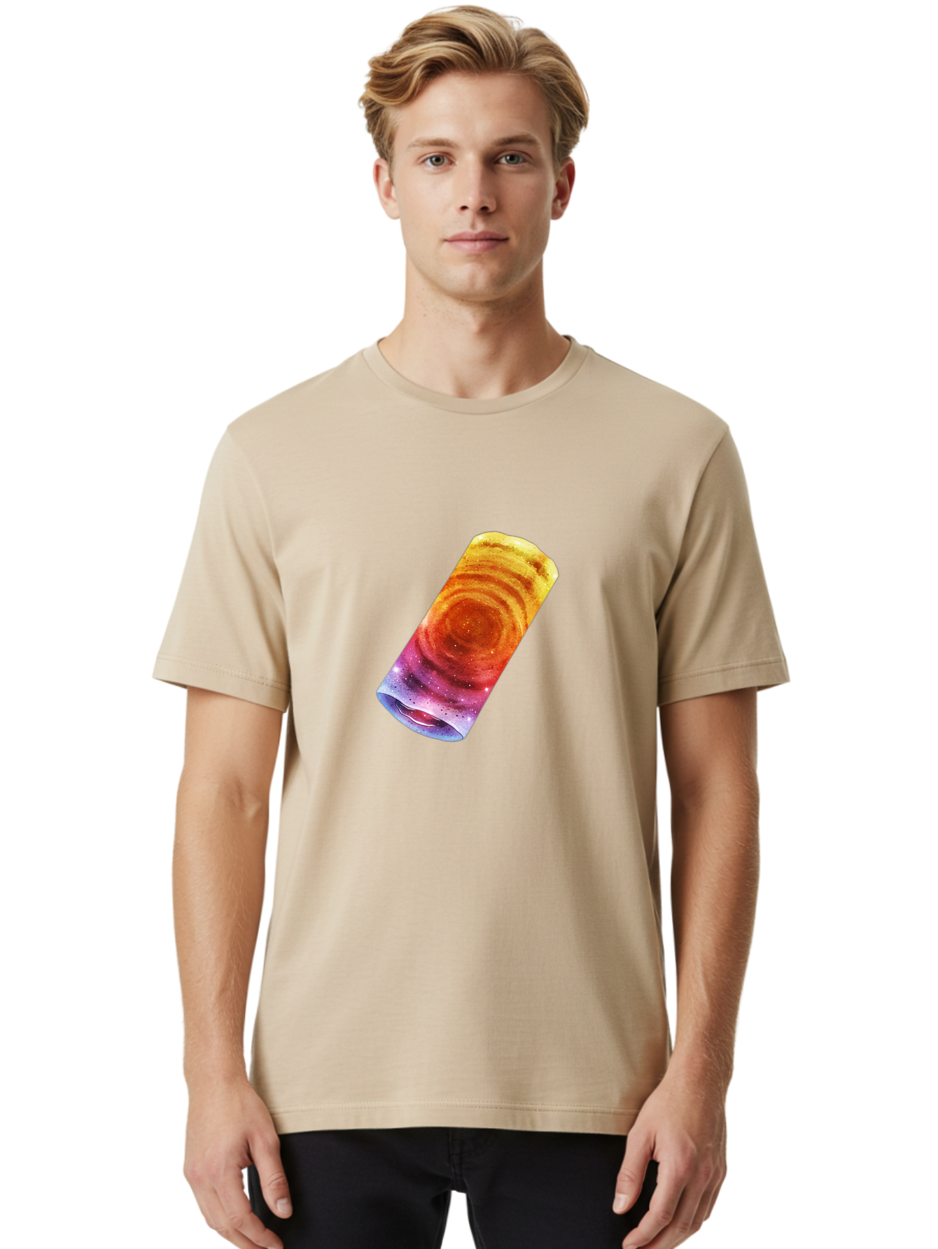 Galaxy-Dosa Men'S Graphic Tee, 100% Cotton, Comfortable Casual Summer Wear, Machine Washable, Cinnamon Swirl Pastry, Sweet Treat, Baked Goods, Delicious Dessert, Swirly Design, Orange And Purple Hues, Sweet Aroma, Tasty Pastry Baa706 8
