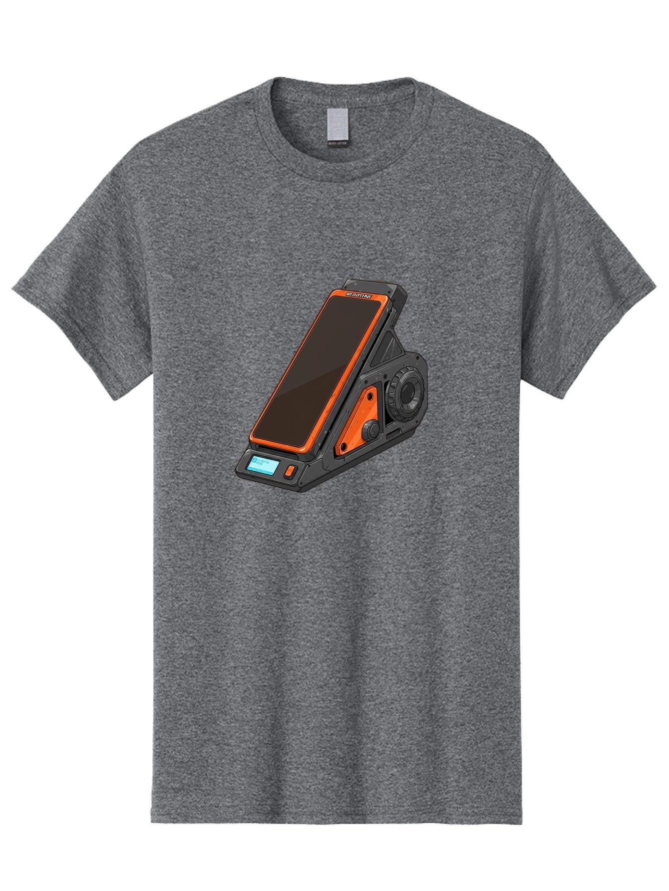 Gaming-Phone-Holder Men'S Graphic Tee, 100% Cotton, Comfortable Casual Summer Wear, Machine Washable, Smartphone With Gaming Features, Orange Accents, Black Design, Futuristic Technology, Gaming Phone, High-Performance Device, Baa708 10