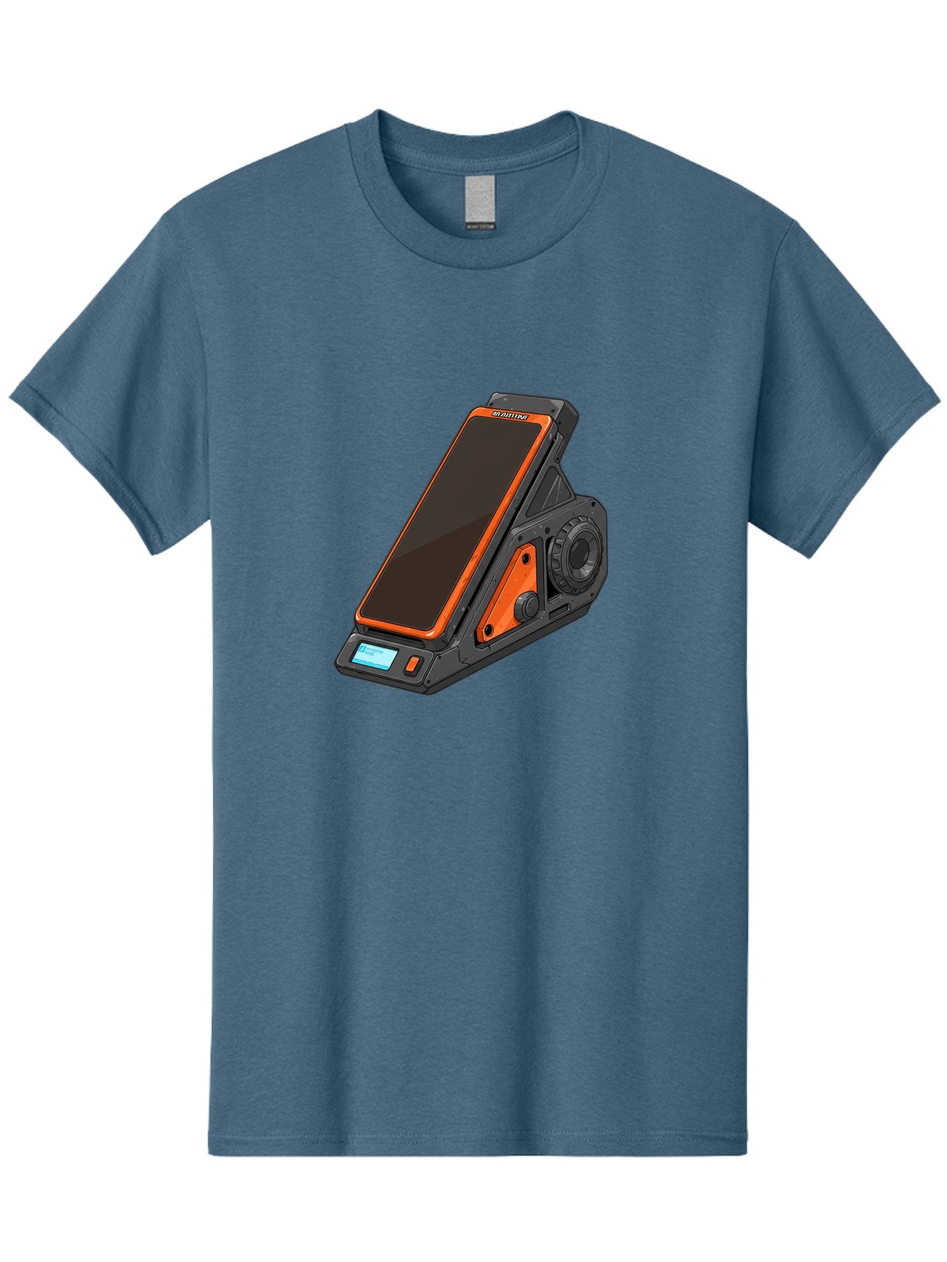 Gaming-Phone-Holder Men'S Graphic Tee, 100% Cotton, Comfortable Casual Summer Wear, Machine Washable, Smartphone With Gaming Features, Orange Accents, Black Design, Futuristic Technology, Gaming Phone, High-Performance Device, Baa708 9