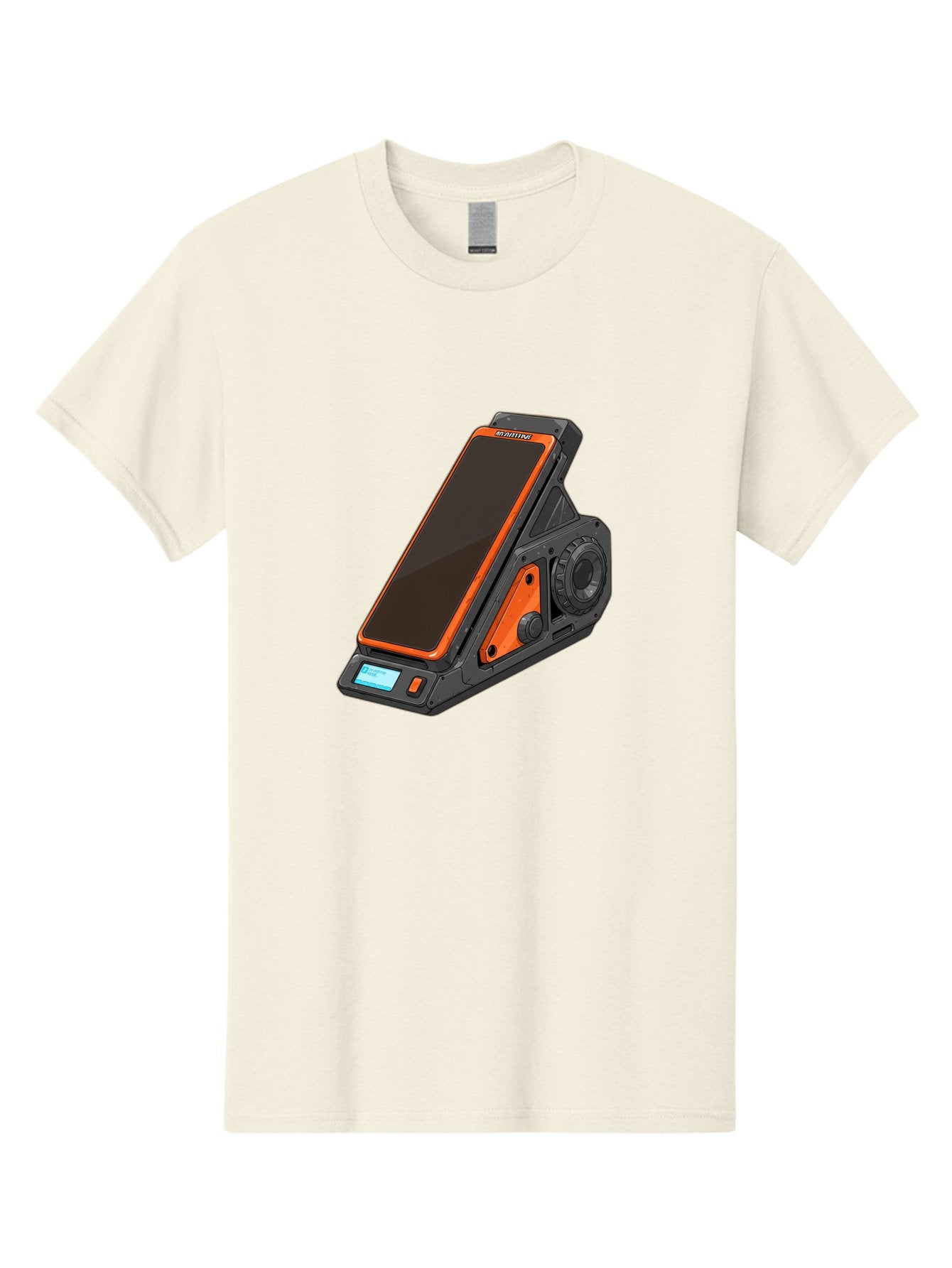 Gaming-Phone-Holder Men'S Graphic Tee, 100% Cotton, Comfortable Casual Summer Wear, Machine Washable, Smartphone With Gaming Features, Orange Accents, Black Design, Futuristic Technology, Gaming Phone, High-Performance Device, Baa708 8