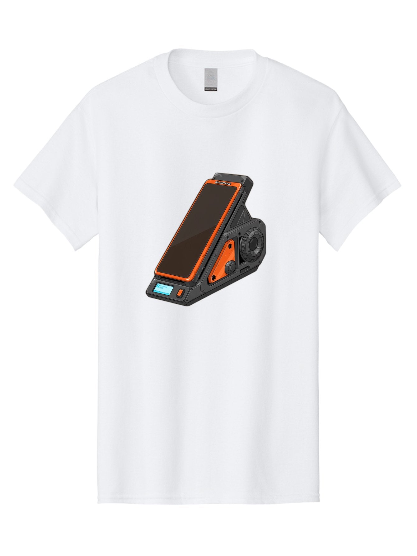 Gaming-Phone-Holder Men'S Graphic Tee, 100% Cotton, Comfortable Casual Summer Wear, Machine Washable, Smartphone With Gaming Features, Orange Accents, Black Design, Futuristic Technology, Gaming Phone, High-Performance Device, Baa708 6