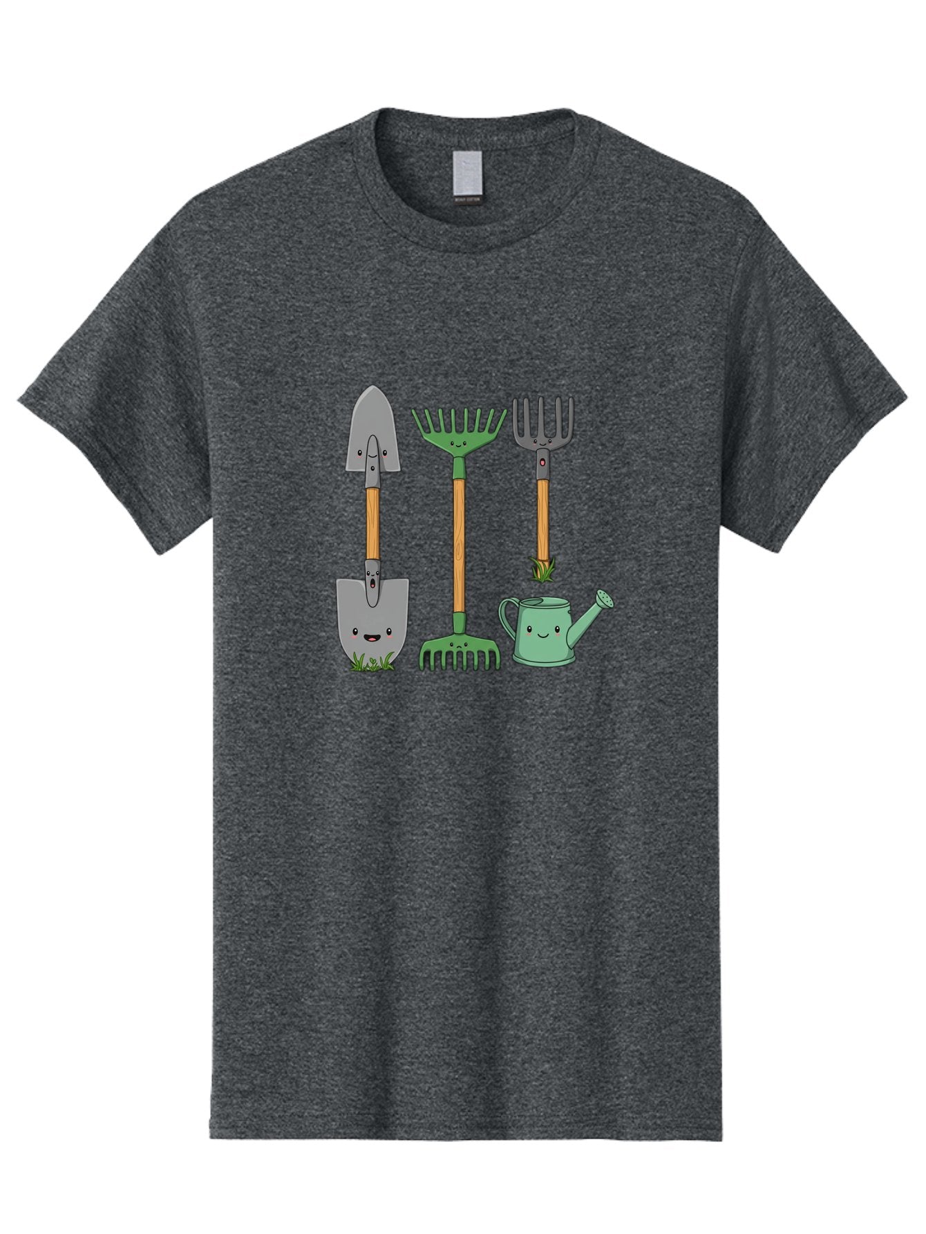 Garden-Tools Men'S Graphic Tee, 100% Cotton, Comfortable Casual Summer Wear, Machine Washable, Cartoon Gardening Tools, Shovel, Rake, Pitchfork, Watering Can, Gardening Supplies, Anthropomorphic Objects, Cartoon Characters, Garden Accessories, Baa711 8