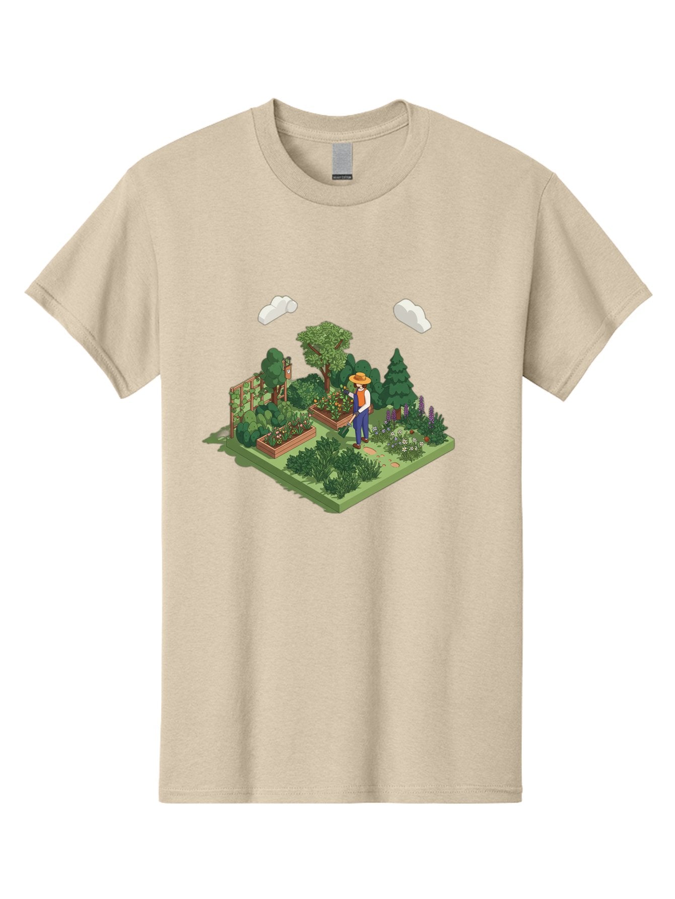 Gardener-In-Garden Men'S Graphic Tee, 100% Cotton, Comfortable Casual Summer Wear, Machine Washable, Gardener Tending Plants, Lush Greenery, Vibrant Flowers, Serene Atmosphere, Gardening Activities, Outdoor Space, Cultivating Nature, Baa715 8