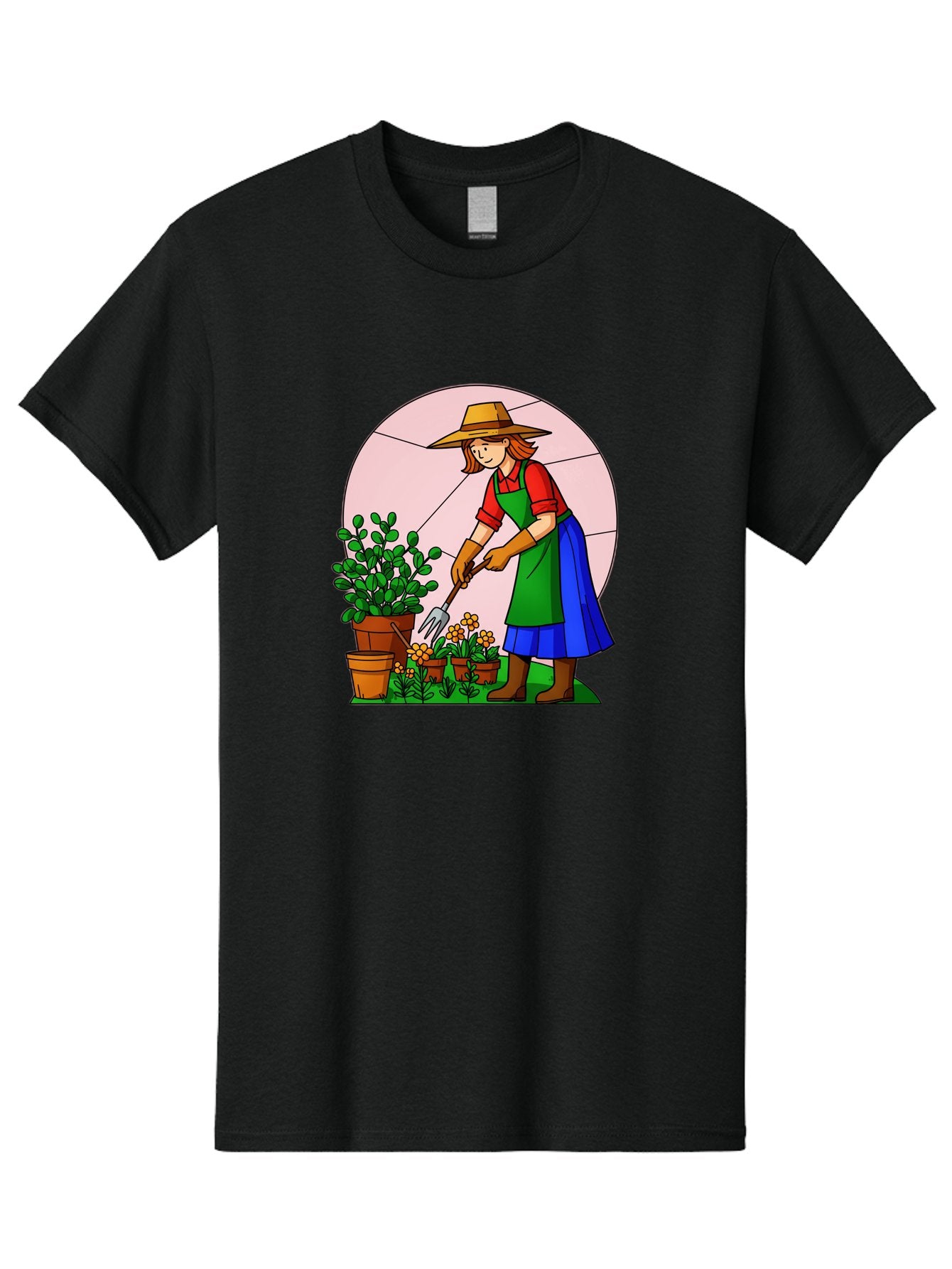 Gardener-Tending-Plants Men'S Graphic Tee, 100% Cotton, Comfortable Casual Summer Wear, Machine Washable, Gardening, Woman Gardening, Tending Potted Plants, Cactus, Flowers, Gardening Tools, Outdoor Activity, Nurturing Plants, Baa716 4