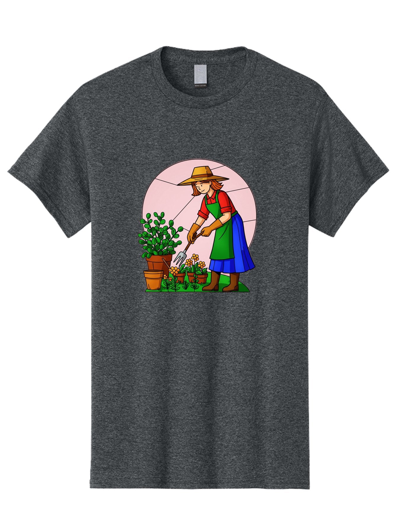 Gardener-Tending-Plants Men'S Graphic Tee, 100% Cotton, Comfortable Casual Summer Wear, Machine Washable, Gardening, Woman Gardening, Tending Potted Plants, Cactus, Flowers, Gardening Tools, Outdoor Activity, Nurturing Plants, Baa716 14