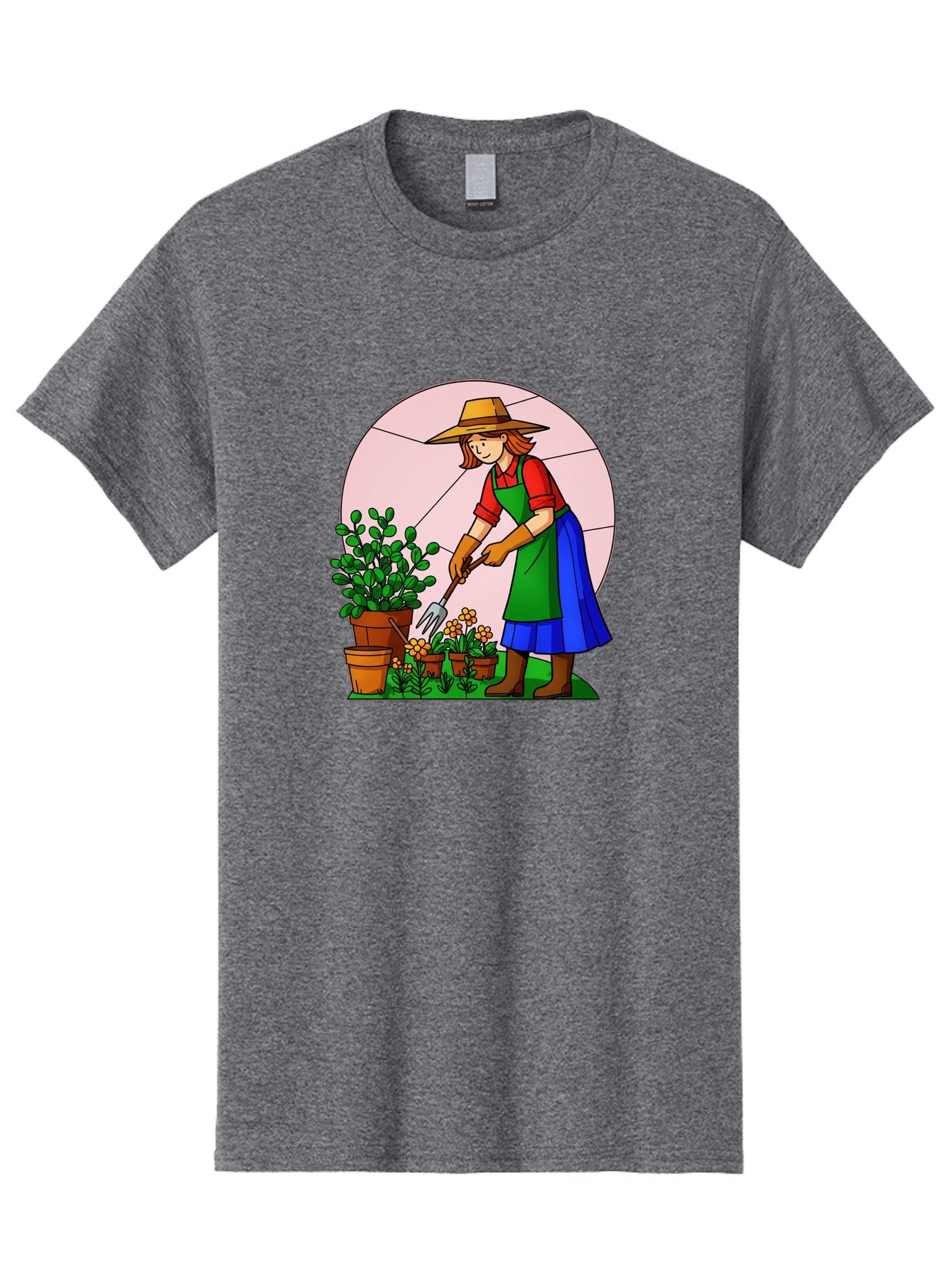 Gardener-Tending-Plants Men'S Graphic Tee, 100% Cotton, Comfortable Casual Summer Wear, Machine Washable, Gardening, Woman Gardening, Tending Potted Plants, Cactus, Flowers, Gardening Tools, Outdoor Activity, Nurturing Plants, Baa716 7