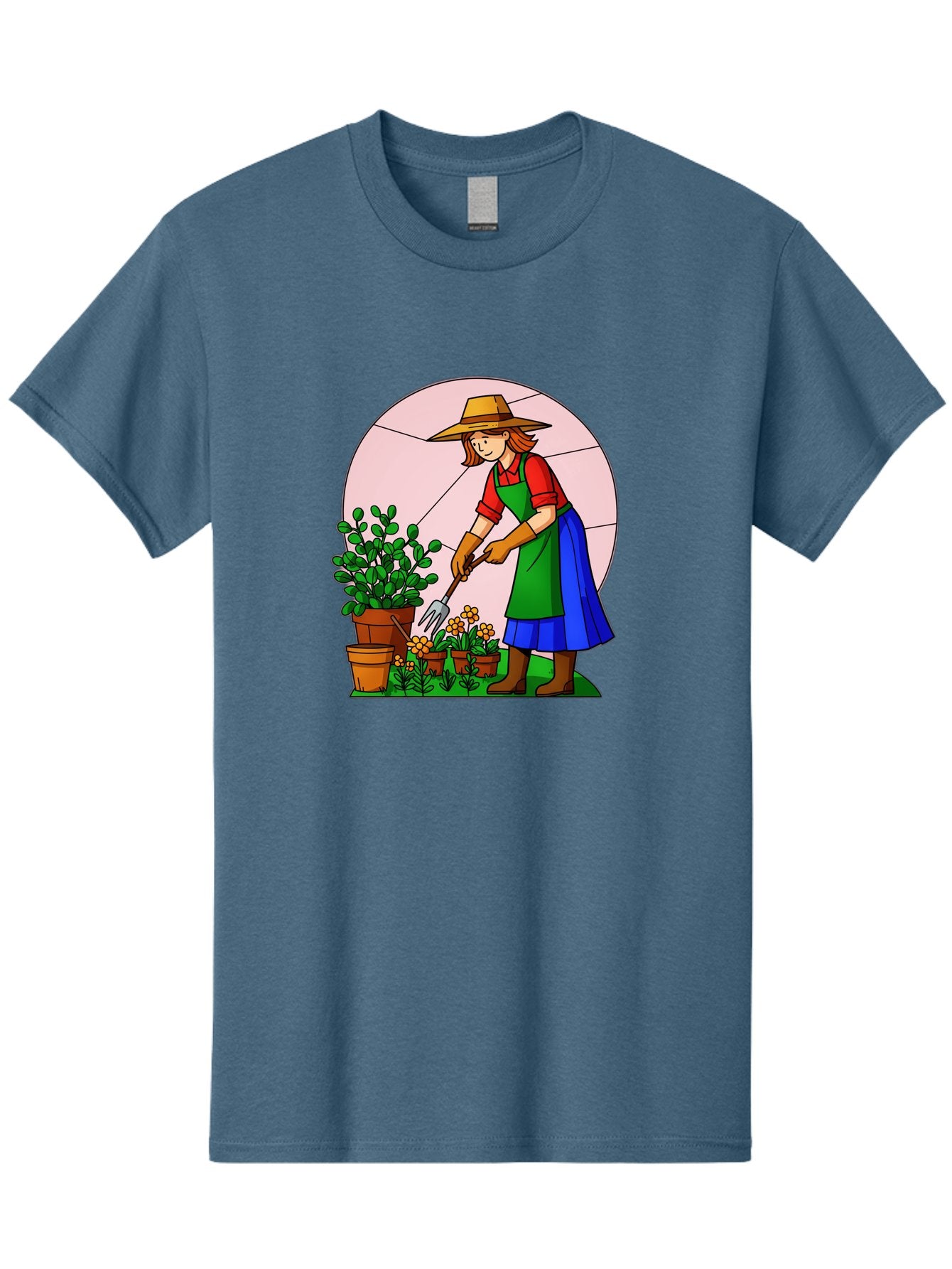 Gardener-Tending-Plants Men'S Graphic Tee, 100% Cotton, Comfortable Casual Summer Wear, Machine Washable, Gardening, Woman Gardening, Tending Potted Plants, Cactus, Flowers, Gardening Tools, Outdoor Activity, Nurturing Plants, Baa716 11