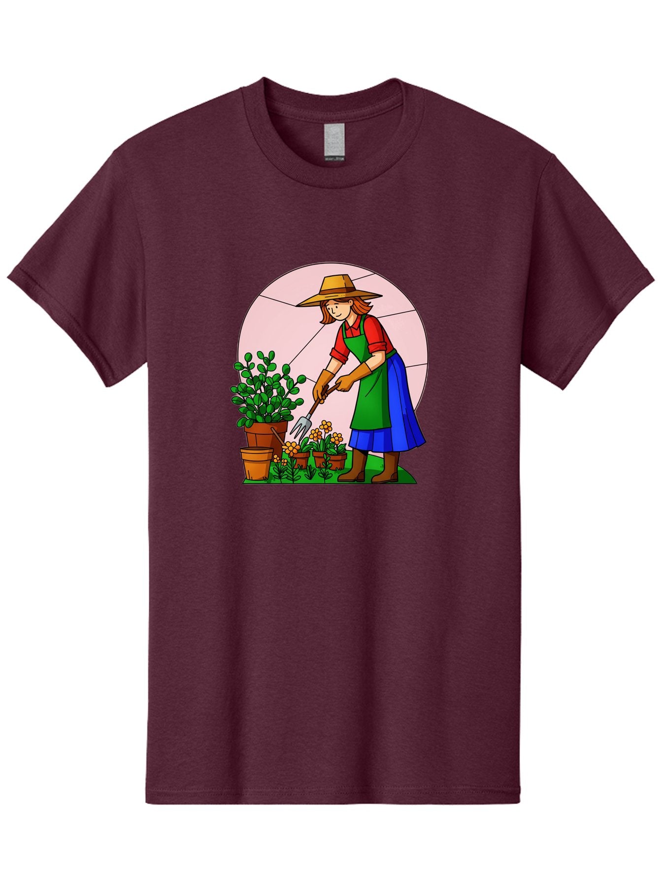 Gardener-Tending-Plants Men'S Graphic Tee, 100% Cotton, Comfortable Casual Summer Wear, Machine Washable, Gardening, Woman Gardening, Tending Potted Plants, Cactus, Flowers, Gardening Tools, Outdoor Activity, Nurturing Plants, Baa716 5