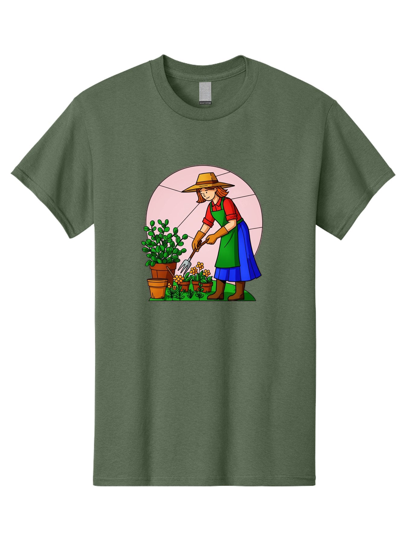 Gardener-Tending-Plants Men'S Graphic Tee, 100% Cotton, Comfortable Casual Summer Wear, Machine Washable, Gardening, Woman Gardening, Tending Potted Plants, Cactus, Flowers, Gardening Tools, Outdoor Activity, Nurturing Plants, Baa716 9