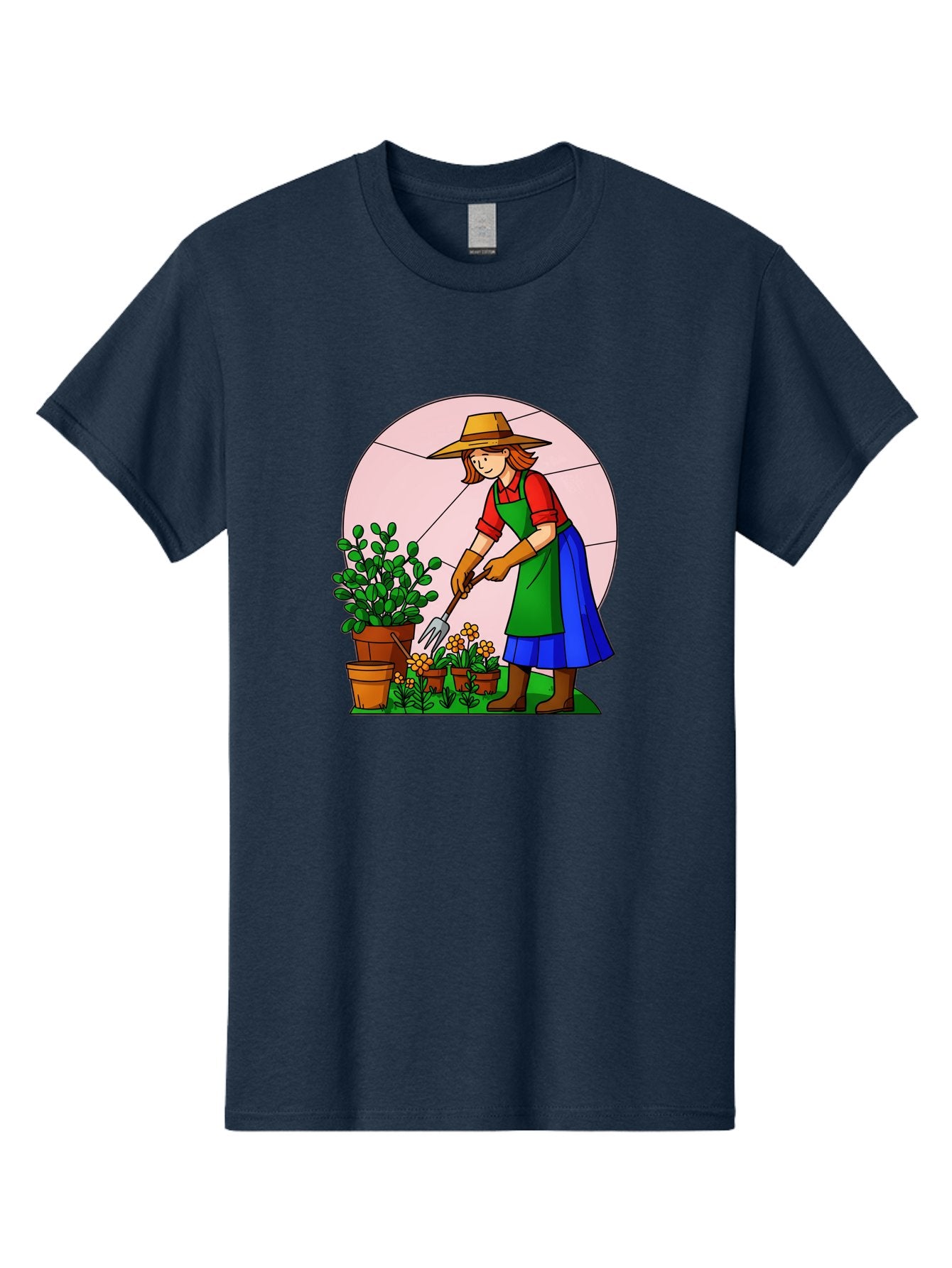 Gardener-Tending-Plants Men'S Graphic Tee, 100% Cotton, Comfortable Casual Summer Wear, Machine Washable, Gardening, Woman Gardening, Tending Potted Plants, Cactus, Flowers, Gardening Tools, Outdoor Activity, Nurturing Plants, Baa716 8