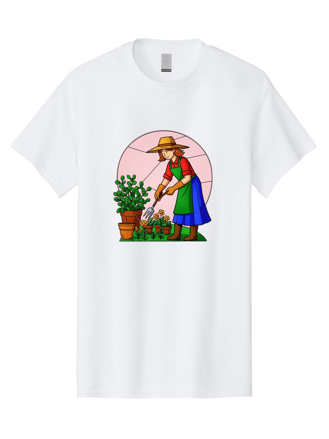 Gardener-Tending-Plants Men'S Graphic Tee, 100% Cotton, Comfortable Casual Summer Wear, Machine Washable, Gardening, Woman Gardening, Tending Potted Plants, Cactus, Flowers, Gardening Tools, Outdoor Activity, Nurturing Plants, Baa716 3