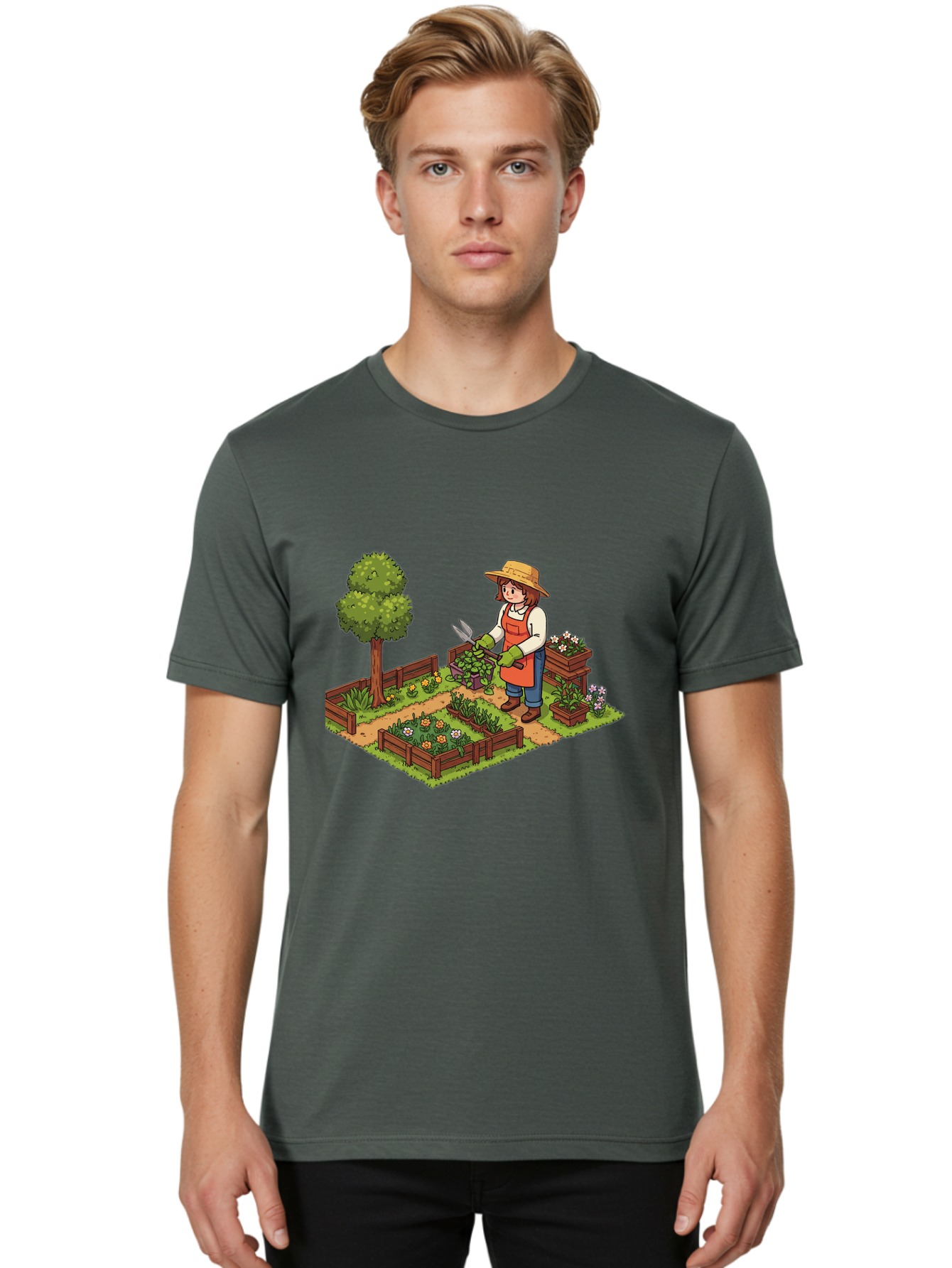 Gardener Men'S Graphic Tee, 100% Cotton, Comfortable Casual Summer Wear, Machine Washable, Gardening, Flower Gardening, Gardening Tools, Gardening Apron, Gardening Hat, Gardening Gloves, Potted Plants, Gardening Scenery, Serene Garden, Baa720