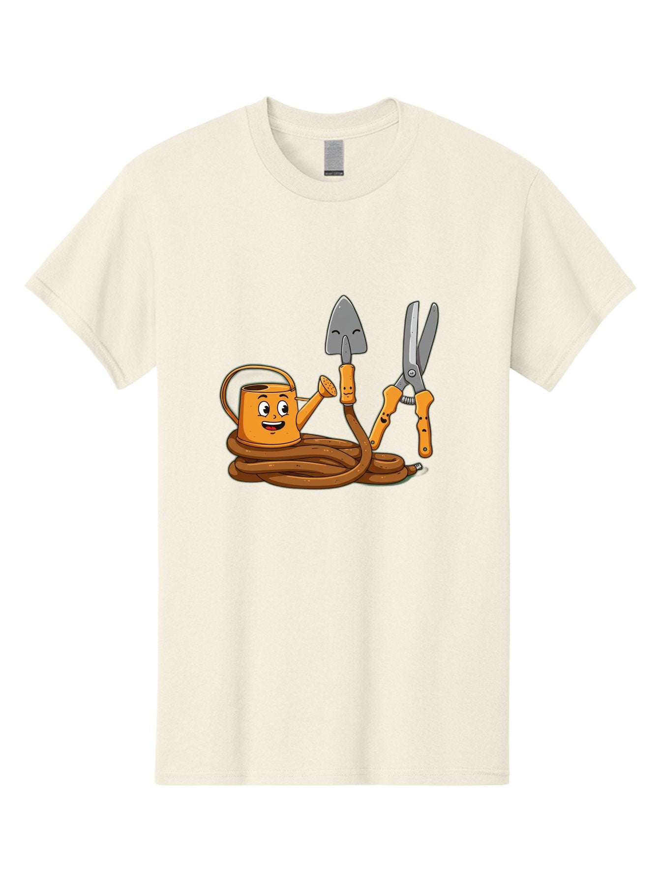 Gardening-Tools-1 Men'S Graphic Tee, 100% Cotton, Comfortable Casual Summer Wear, Machine Washable, Cartoon Watering Can, Gardening Tools, Trowel, Pruning Shears, Hose, Gardening Supplies, Garden Accessories, Plant Care, Funny Character Baa721 15