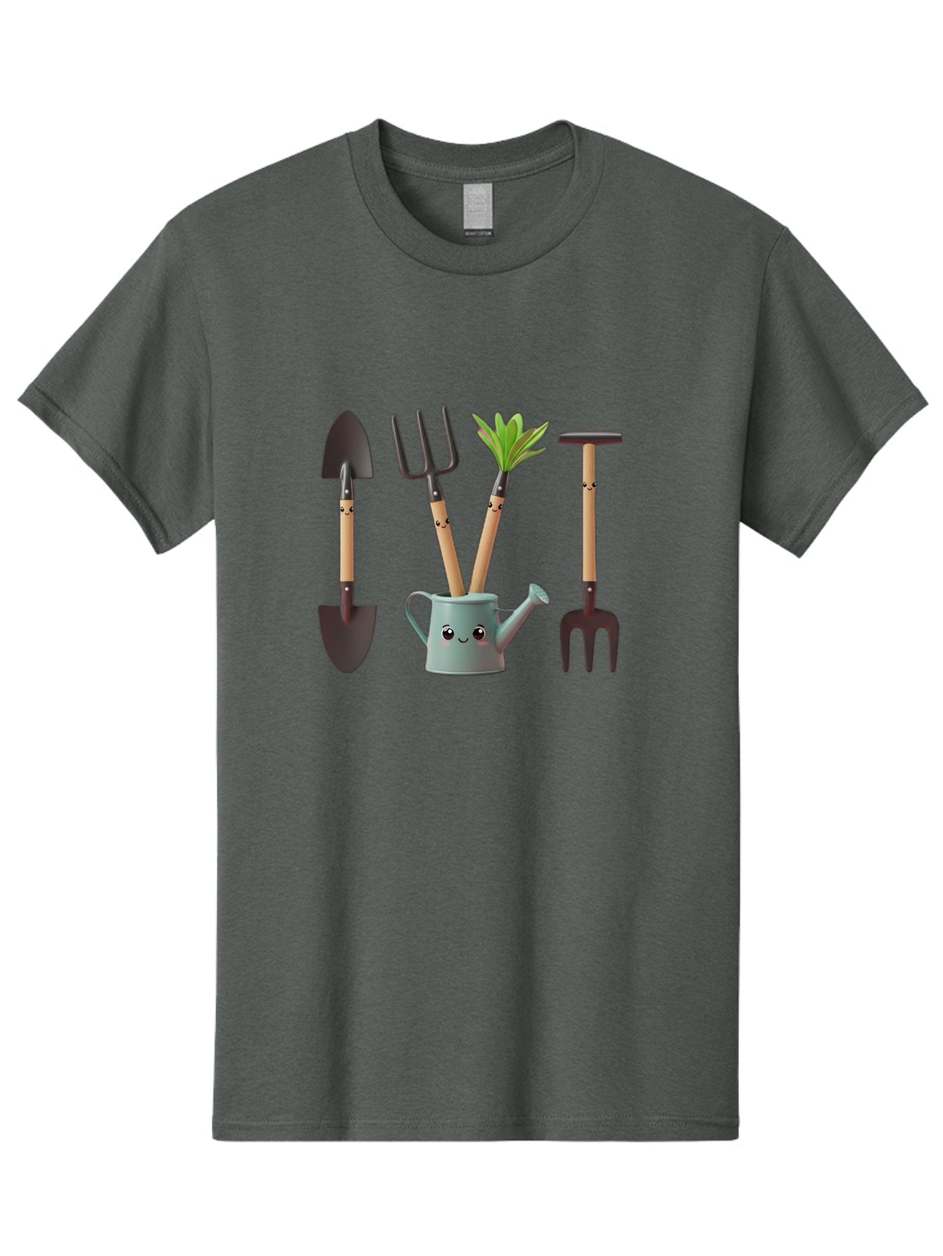 Gardening-Tools-2 Men'S Graphic Tee, 100% Cotton, Comfortable Casual Summer Wear, Machine Washable, Gardening Tools, Shovel, Pitchfork, Trowel, Garden Fork, Watering Can, Anthropomorphic, Gardening Accessories, Green Thumb Baa722 11