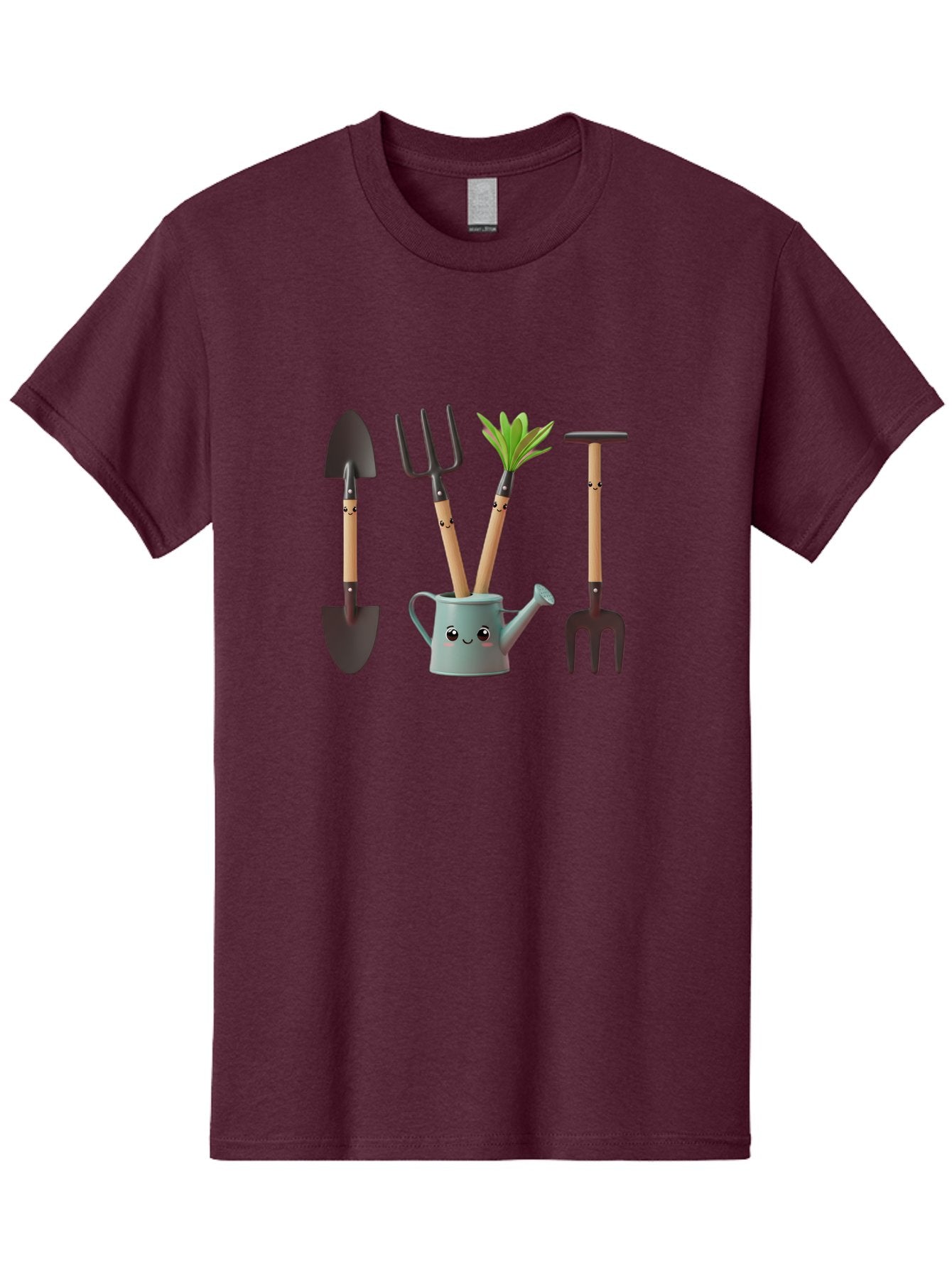 Gardening-Tools-2 Men'S Graphic Tee, 100% Cotton, Comfortable Casual Summer Wear, Machine Washable, Gardening Tools, Shovel, Pitchfork, Trowel, Garden Fork, Watering Can, Anthropomorphic, Gardening Accessories, Green Thumb Baa722 6