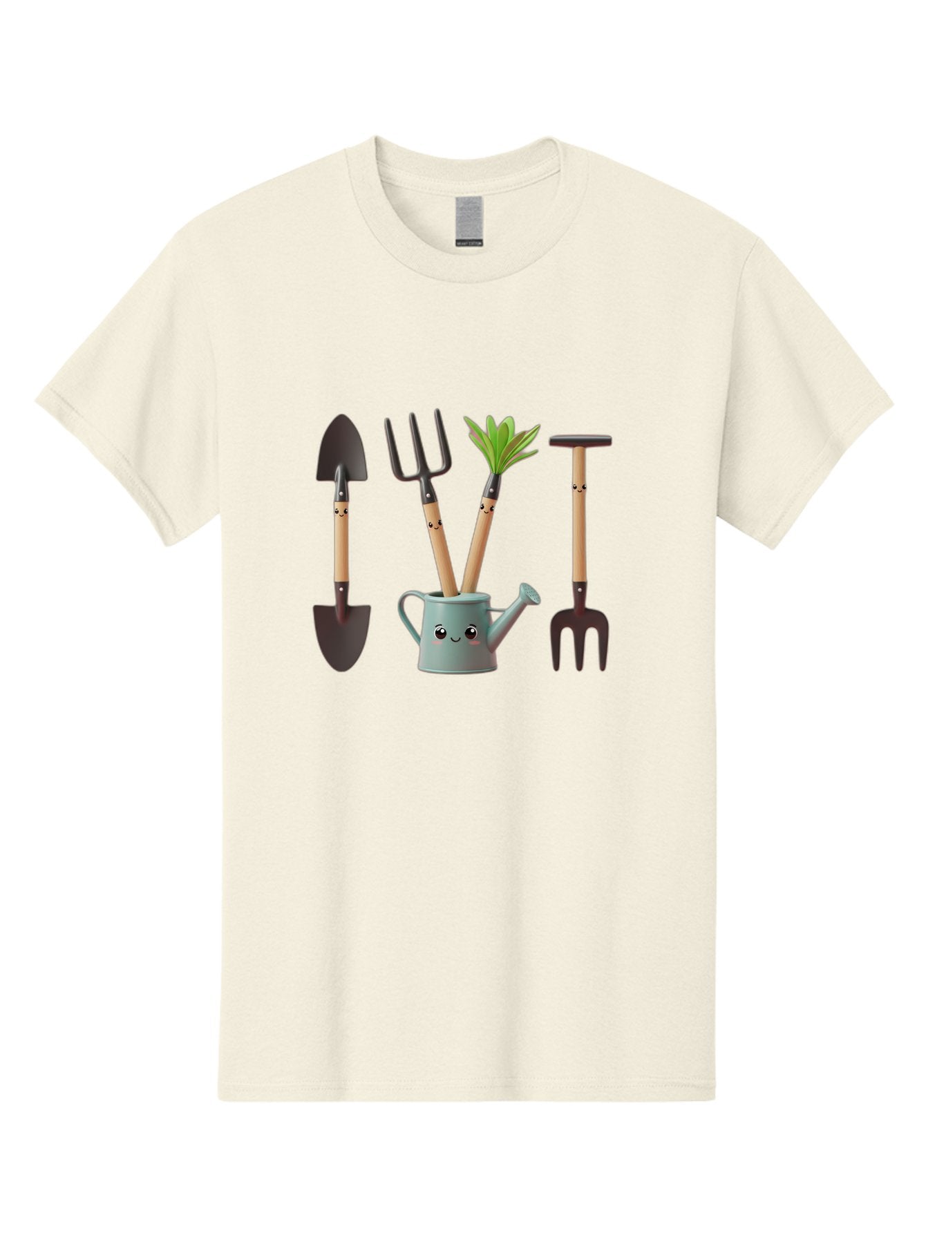 Gardening-Tools-2 Men'S Graphic Tee, 100% Cotton, Comfortable Casual Summer Wear, Machine Washable, Gardening Tools, Shovel, Pitchfork, Trowel, Garden Fork, Watering Can, Anthropomorphic, Gardening Accessories, Green Thumb Baa722 8