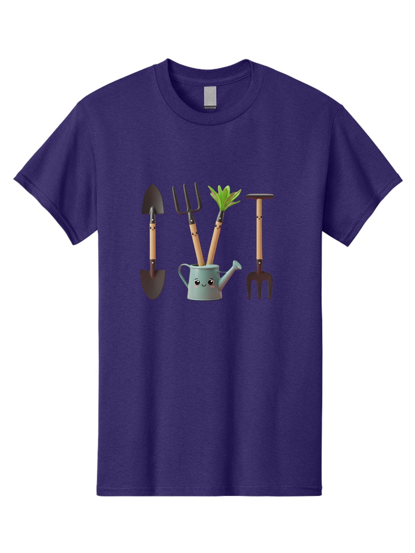 Gardening-Tools-2 Men'S Graphic Tee, 100% Cotton, Comfortable Casual Summer Wear, Machine Washable, Gardening Tools, Shovel, Pitchfork, Trowel, Garden Fork, Watering Can, Anthropomorphic, Gardening Accessories, Green Thumb Baa722 12