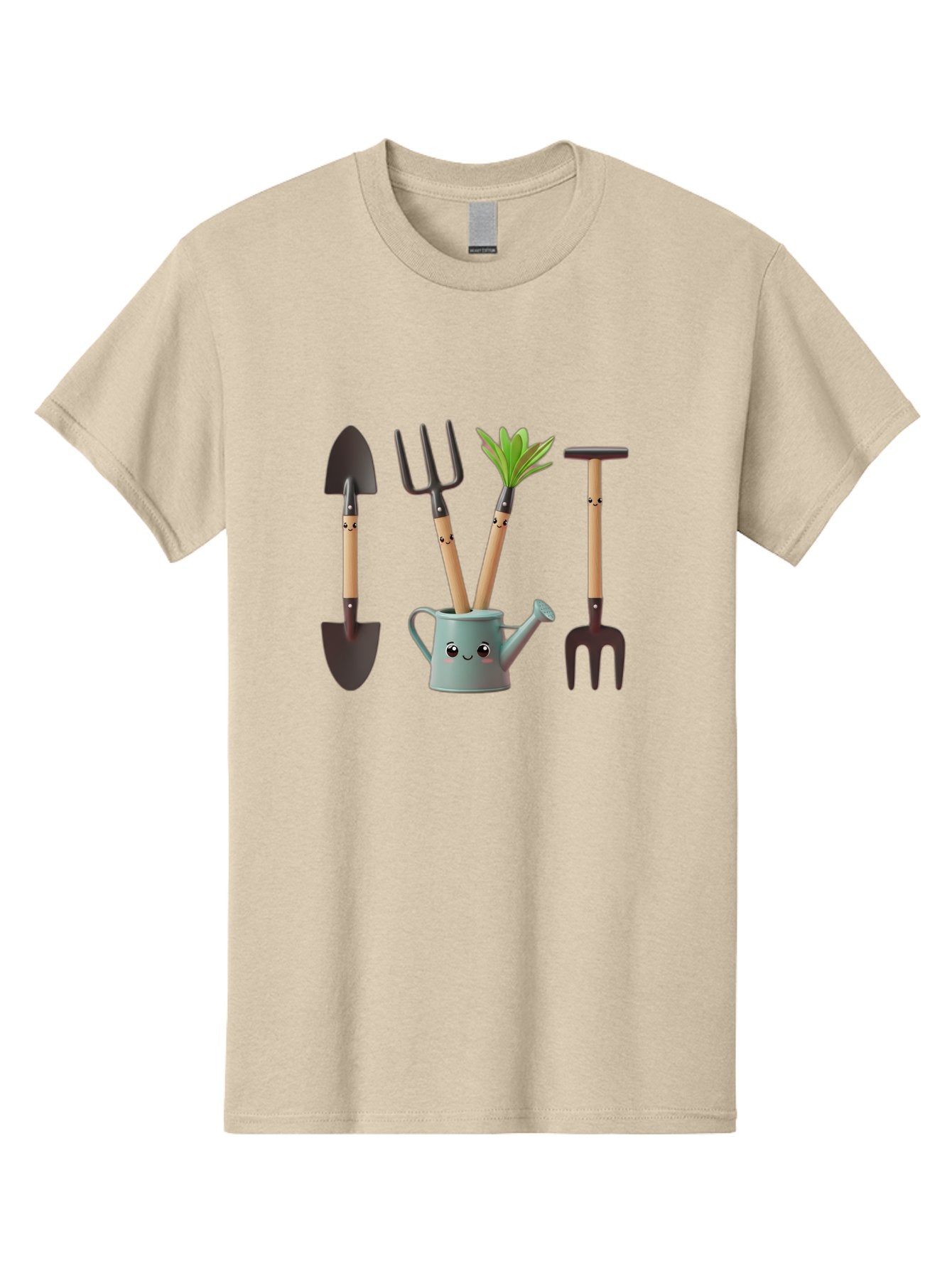 Gardening-Tools-2 Men'S Graphic Tee, 100% Cotton, Comfortable Casual Summer Wear, Machine Washable, Gardening Tools, Shovel, Pitchfork, Trowel, Garden Fork, Watering Can, Anthropomorphic, Gardening Accessories, Green Thumb Baa722 13
