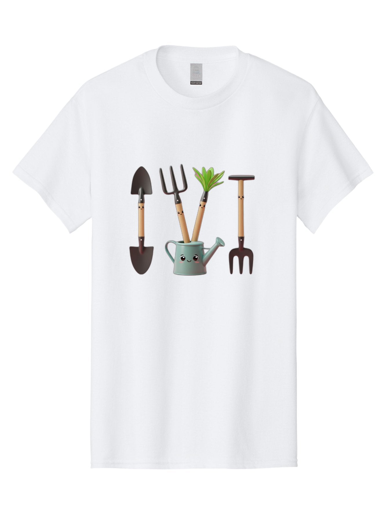 Gardening-Tools-2 Men'S Graphic Tee, 100% Cotton, Comfortable Casual Summer Wear, Machine Washable, Gardening Tools, Shovel, Pitchfork, Trowel, Garden Fork, Watering Can, Anthropomorphic, Gardening Accessories, Green Thumb Baa722 9
