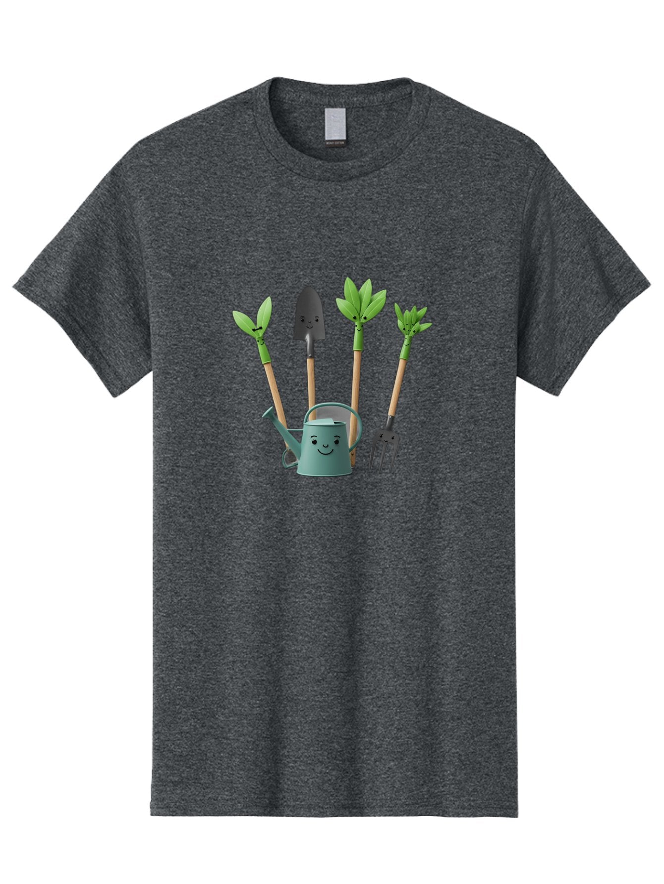 Gardening-Tools-3 Men'S Graphic Tee, 100% Cotton, Comfortable Casual Summer Wear, Machine Washable, Gardening Tools, Watering Can, Garden Shovel, Garden Pitchfork, Bamboo Shoots, Gardening Supplies, Gardening Accessories, Cartoon Gardening Baa723