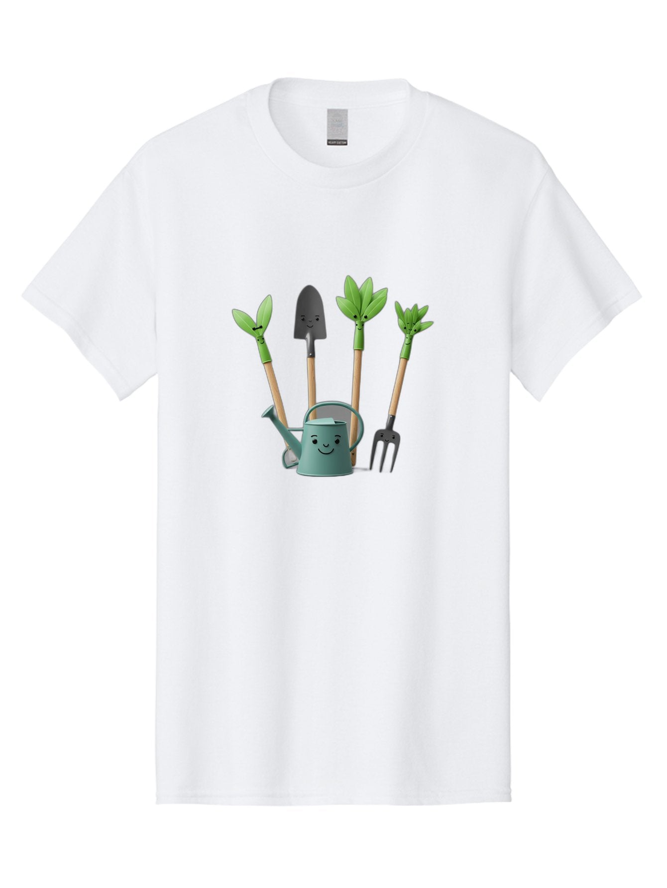 Gardening-Tools-3 Men'S Graphic Tee, 100% Cotton, Comfortable Casual Summer Wear, Machine Washable, Gardening Tools, Watering Can, Garden Shovel, Garden Pitchfork, Bamboo Shoots, Gardening Supplies, Gardening Accessories, Cartoon Gardening Baa723