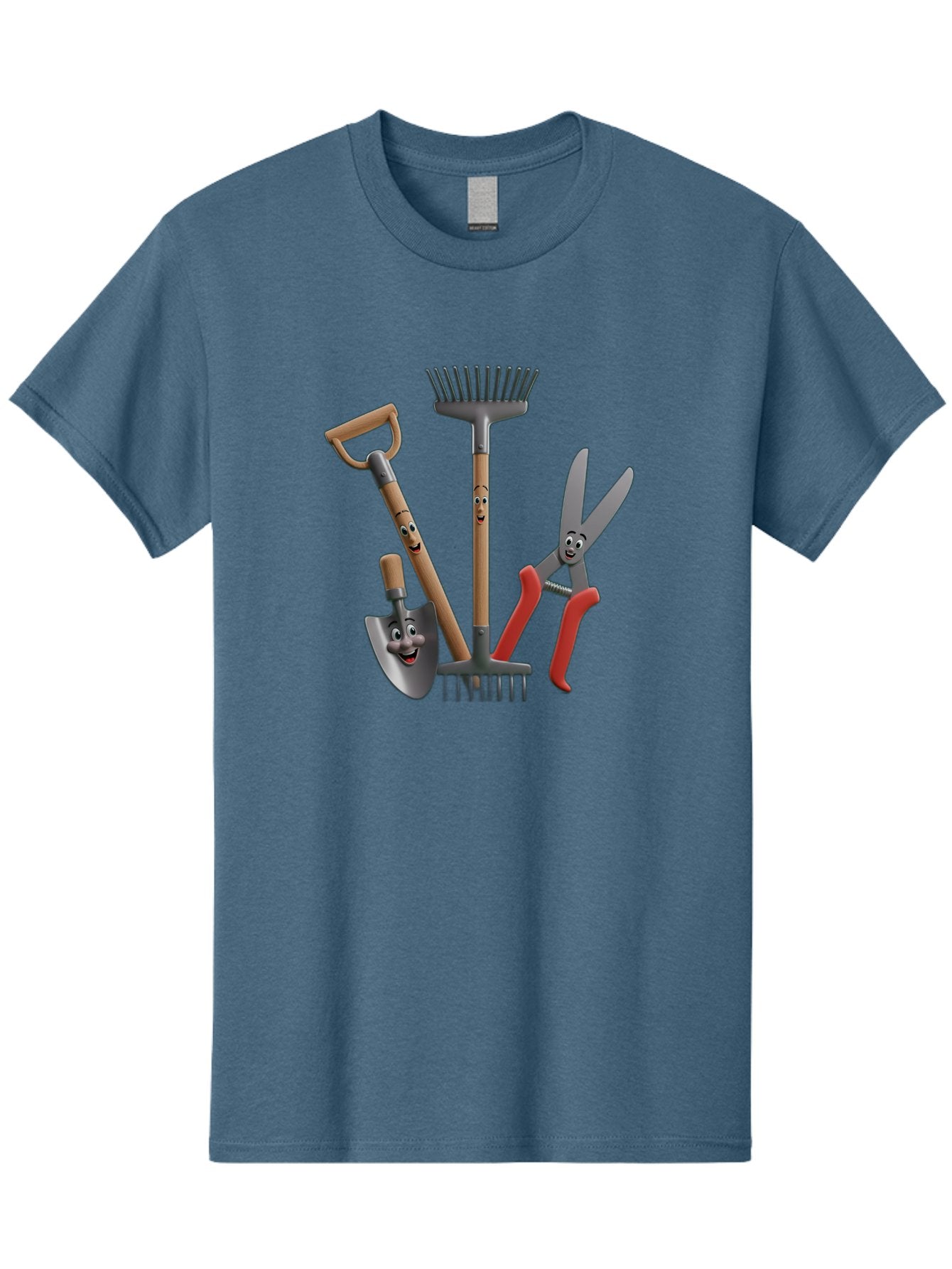 Gardening-Tools-5 Men'S Graphic Tee, 100% Cotton, Comfortable Casual Summer Wear, Machine Washable, Gardening Tools, Shovel, Rake, Pruning Shears, Anthropomorphic, Cartoon-Style, Gardening Equipment, Outdoor Gear, Friendly Tools Baa725 12