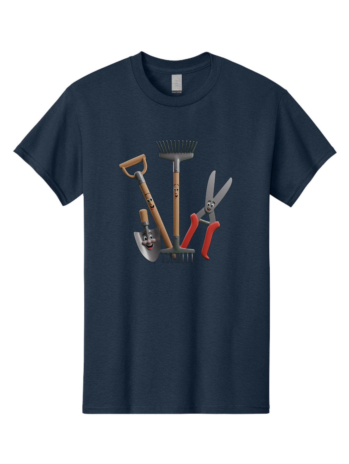 Gardening-Tools-5 Men'S Graphic Tee, 100% Cotton, Comfortable Casual Summer Wear, Machine Washable, Gardening Tools, Shovel, Rake, Pruning Shears, Anthropomorphic, Cartoon-Style, Gardening Equipment, Outdoor Gear, Friendly Tools Baa725 9