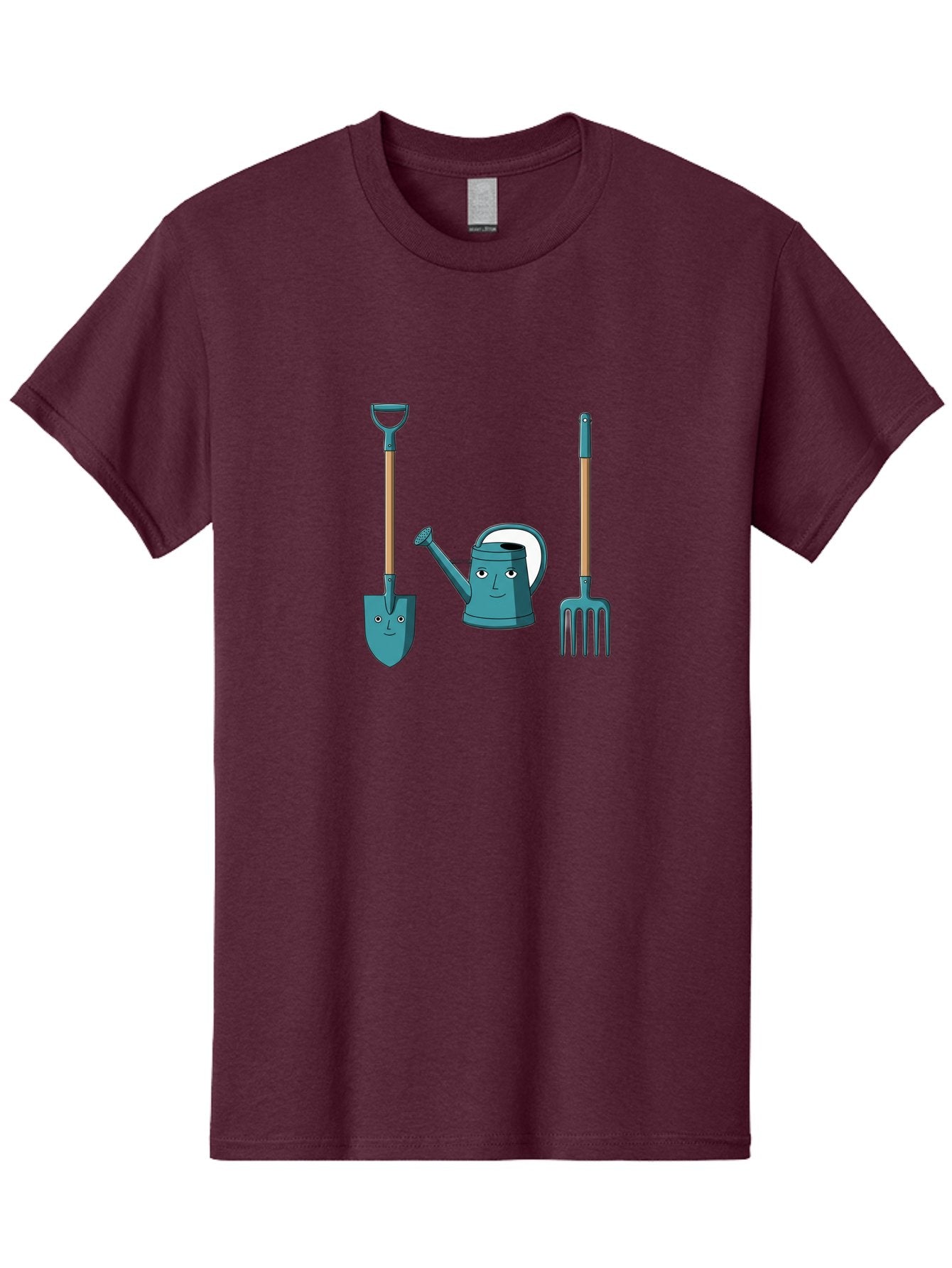 Gardening-Tools-6 Men'S Graphic Tee, 100% Cotton, Comfortable Casual Summer Wear, Machine Washable, Shovel, Watering Can, Pitchfork, Gardening Tools, Cartoon Characters, Garden Supplies, Gardening Equipment, Nursery Tools, Yard Work Baa726