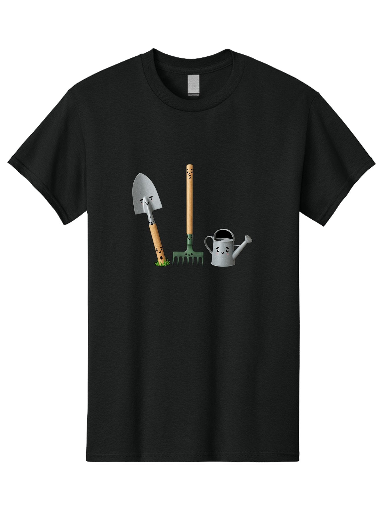 Gardening-Tools-7 Men'S Graphic Tee, 100% Cotton, Comfortable Casual Summer Wear, Machine Washable, Gardening Shovel, Garden Fork, Watering Can, Gardening Equipment, Friendly Tools, Anthropomorphic Objects, Nursery Supplies, Baa727 15